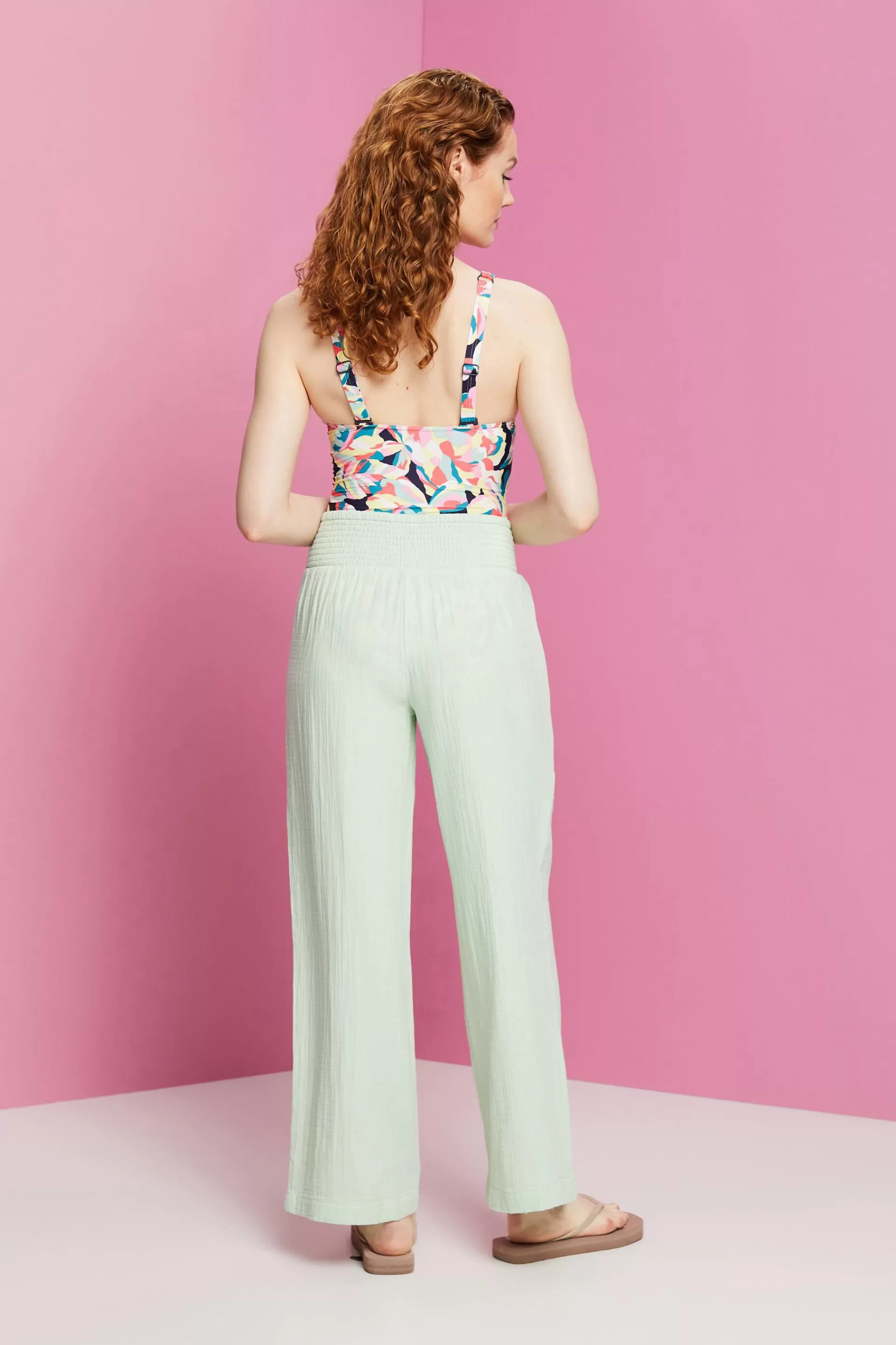 Hose mit weitem Bein, 100 % Baumwolle-ESPRIT Store