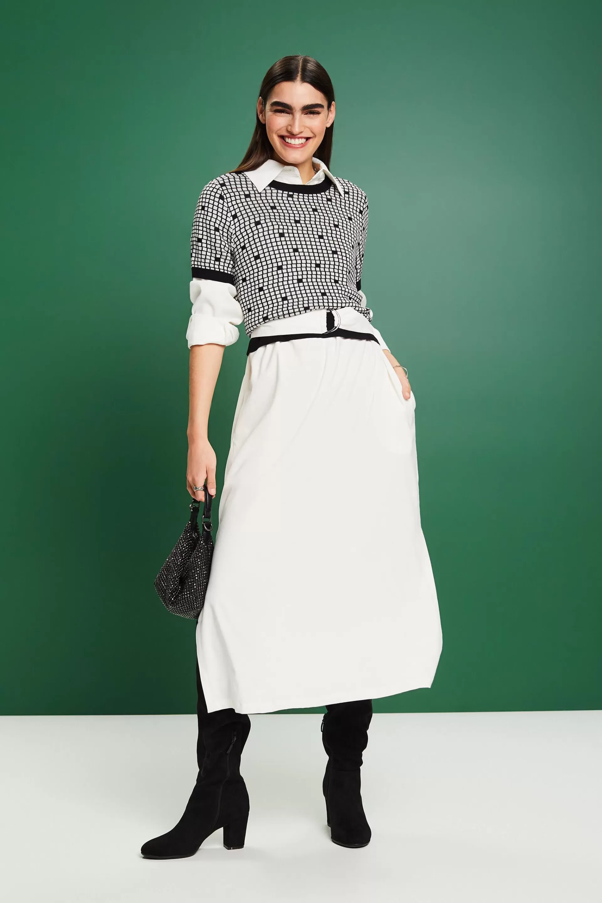 Jacquard-Sweatshirt mit Rundhalsausschnitt-ESPRIT Fashion