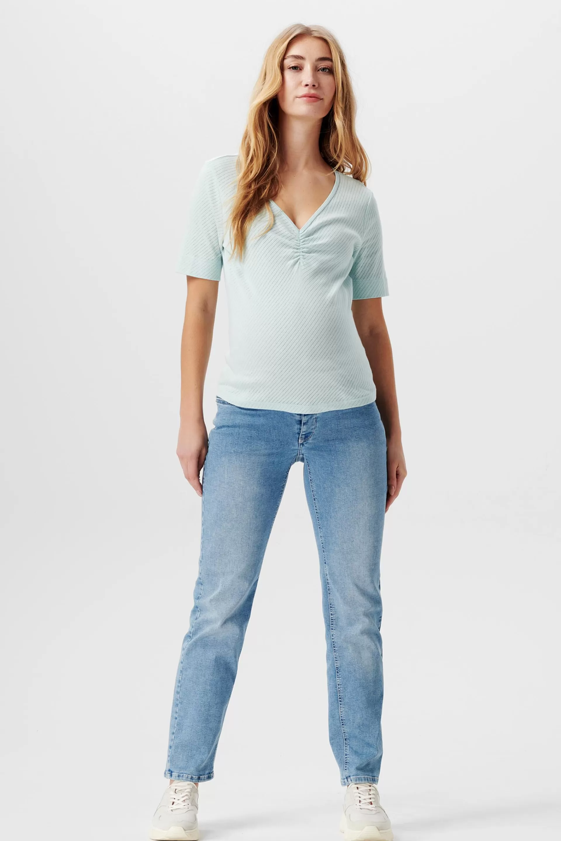 Jeans mit geradem Beinverlauf und Überbauchbund-ESPRIT Fashion