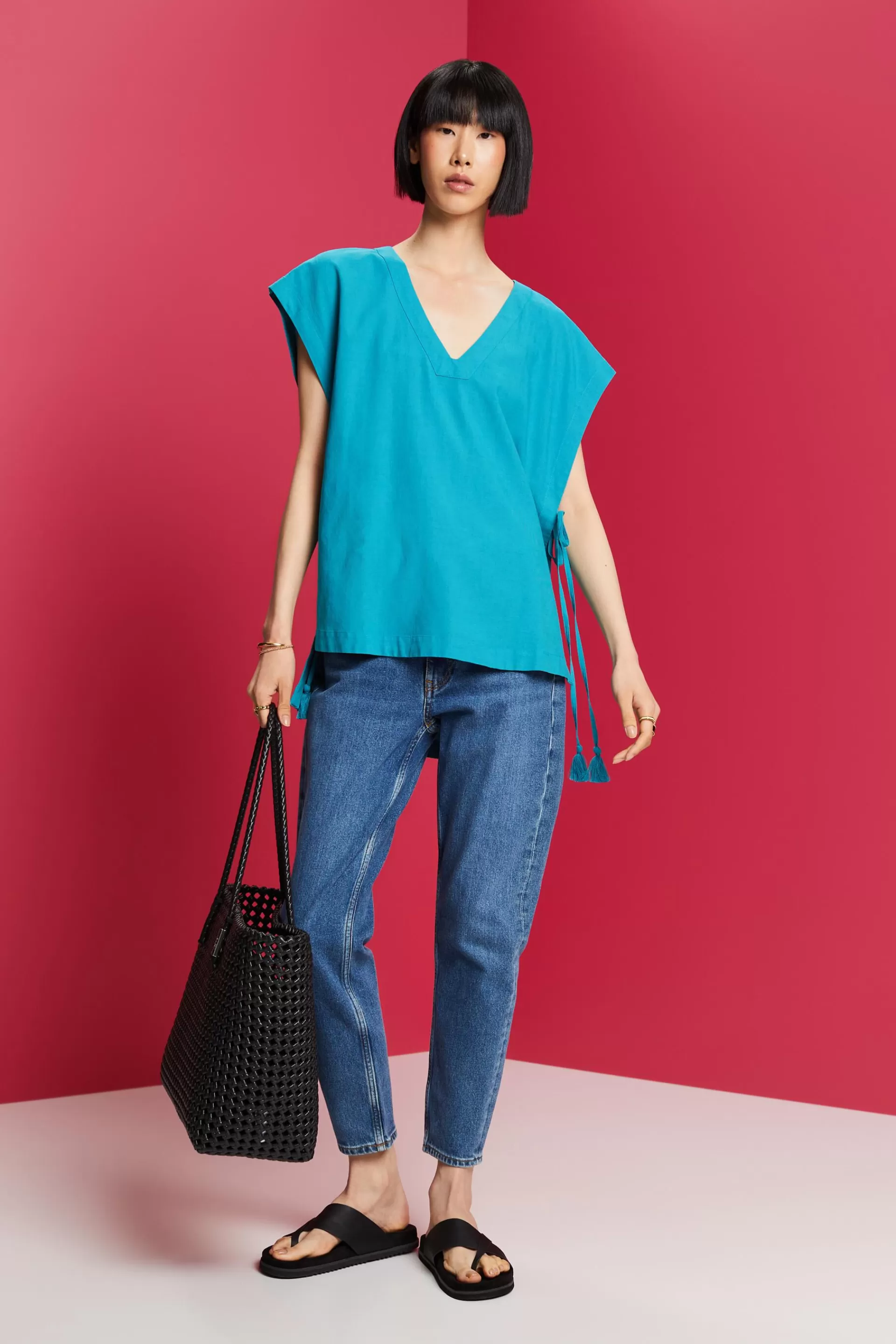 Jeans mit hohem Bund und geradem Beinverlauf-ESPRIT Flash Sale