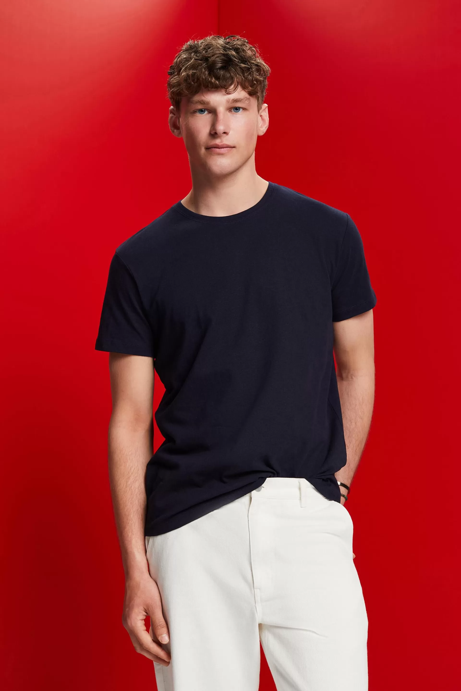 Jersey T-Shirt, Baumwolle-Leinen-Mix-ESPRIT Online
