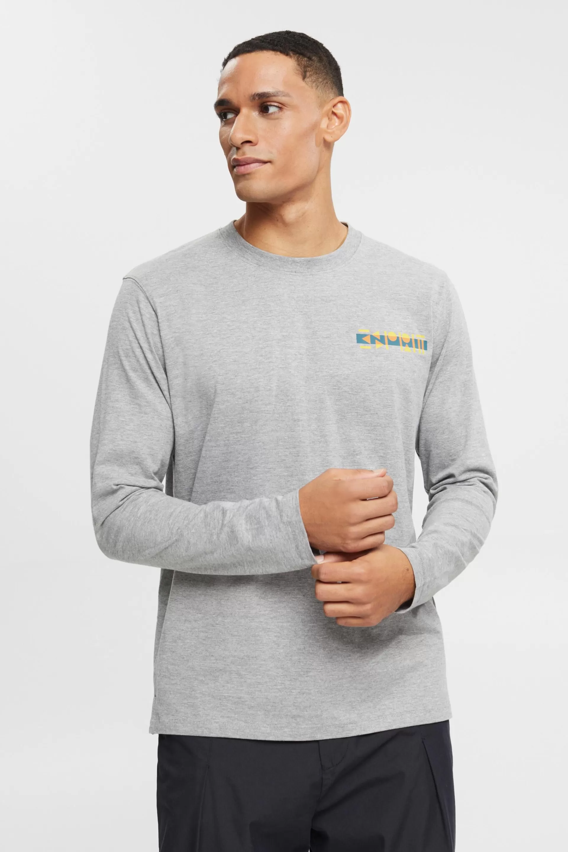 Jersey-Longsleeve mit kleinem Logoprint-ESPRIT Online