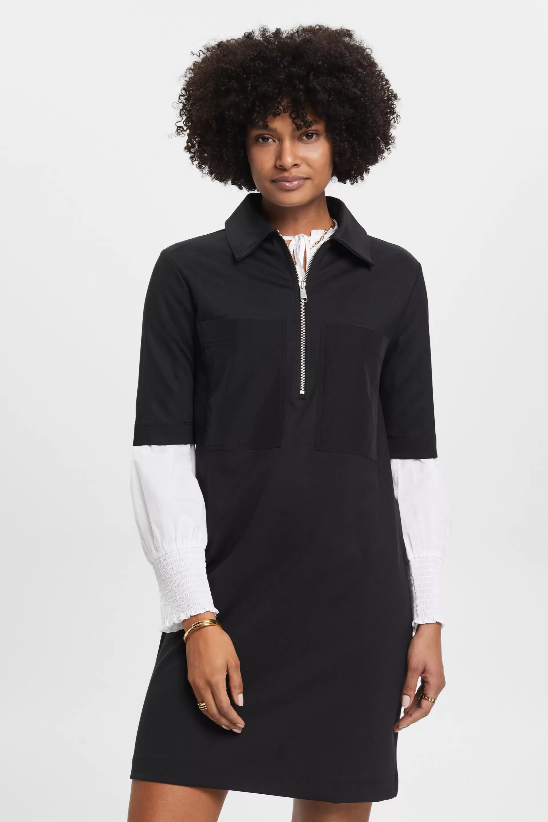 Jersey-Polokleid mit Reißverschluss-ESPRIT Outlet