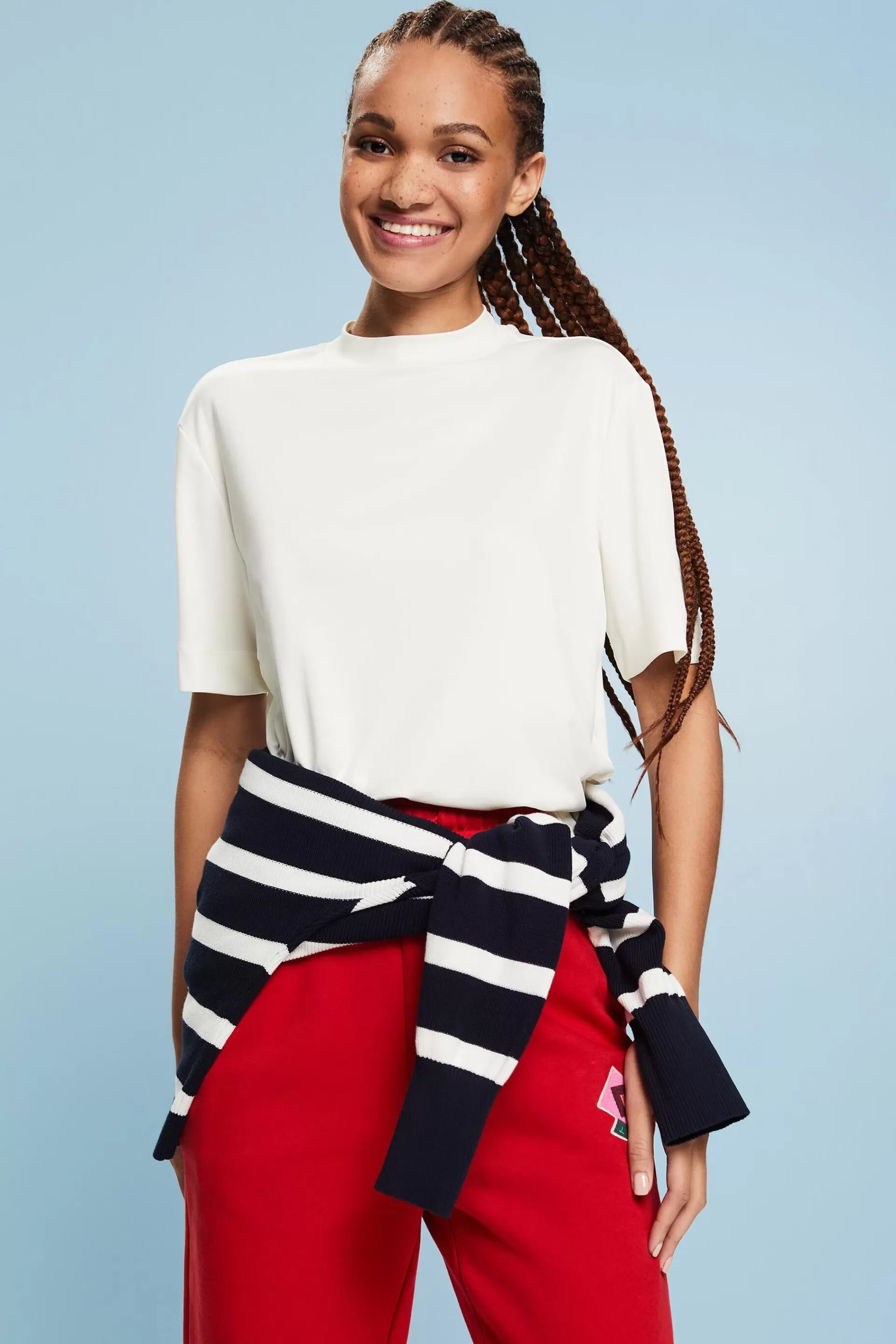 Jersey-T-Shirt mit Stehkragen-ESPRIT Cheap