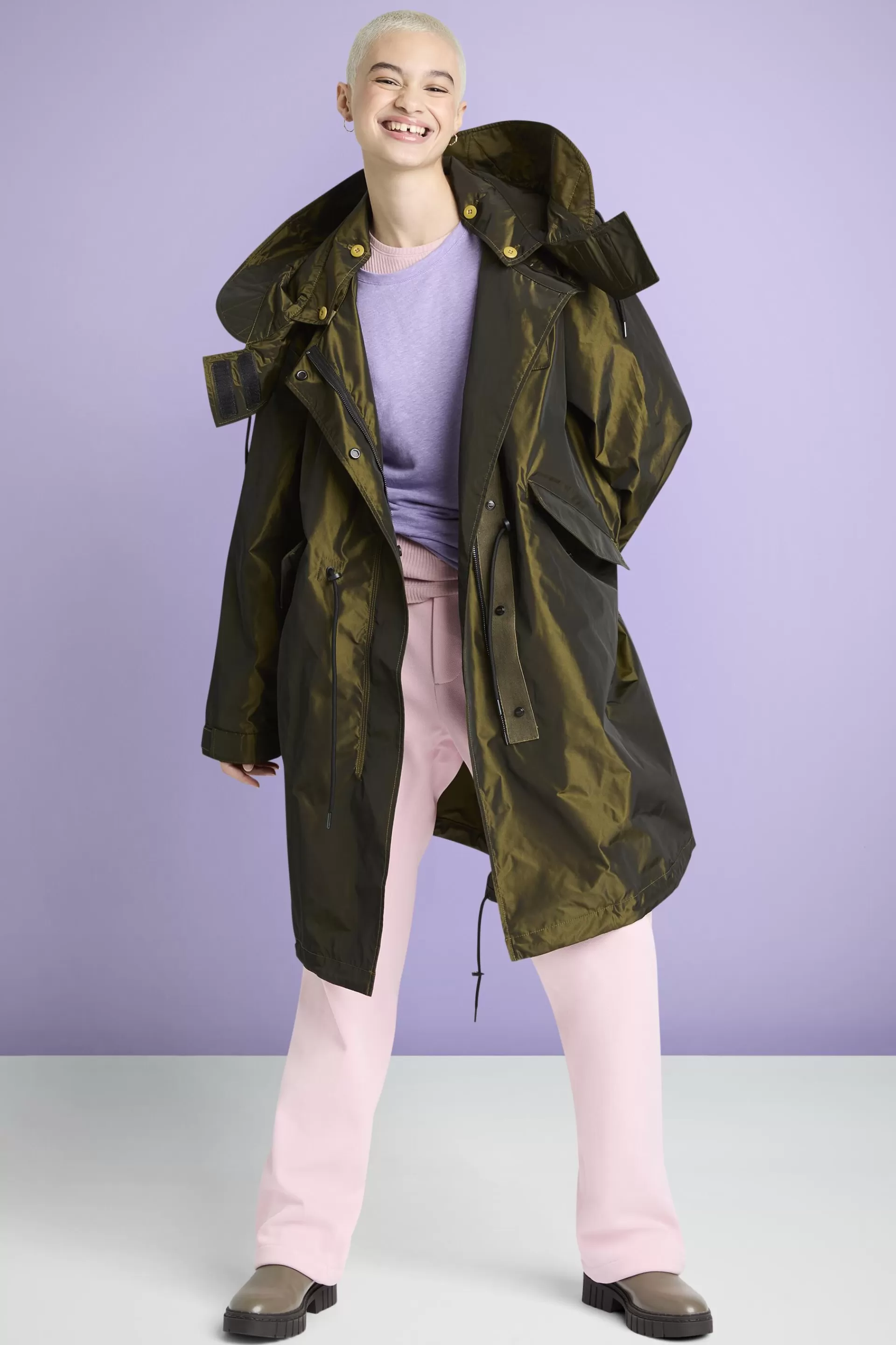 Kapuzen-Parka im Metallic-Look-ESPRIT Outlet