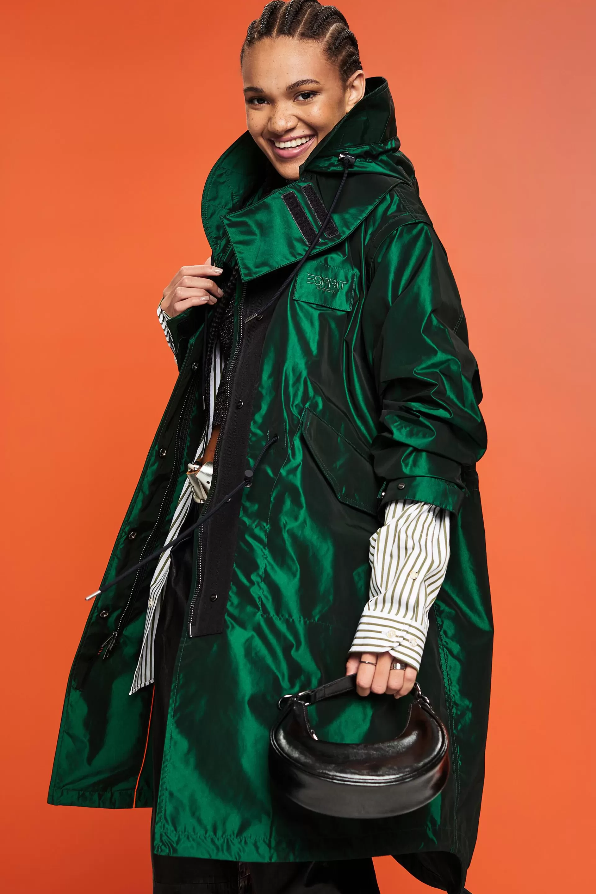 Kapuzen-Parka im Metallic-Look-ESPRIT Cheap