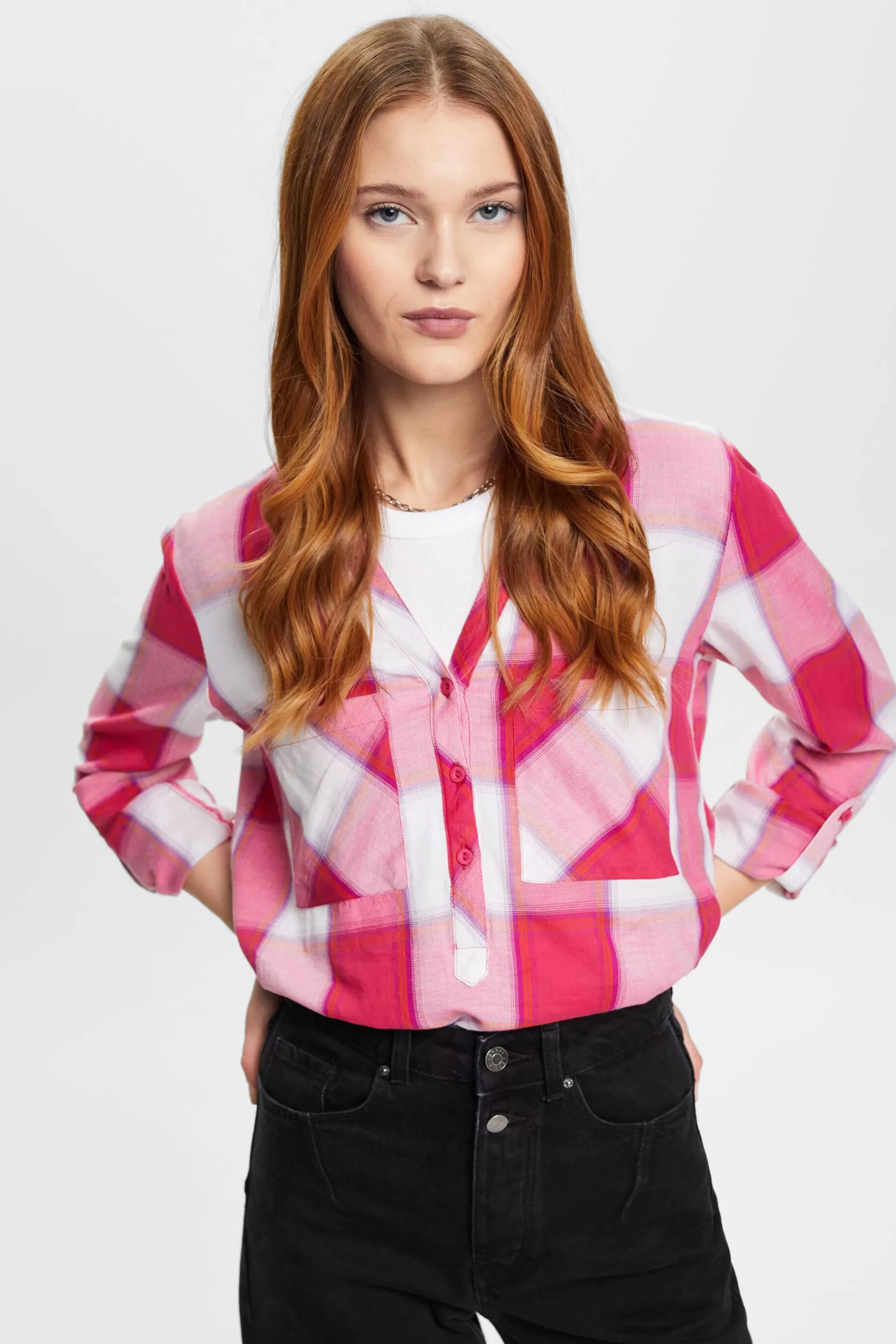 Karierte Baumwollbluse-ESPRIT Sale