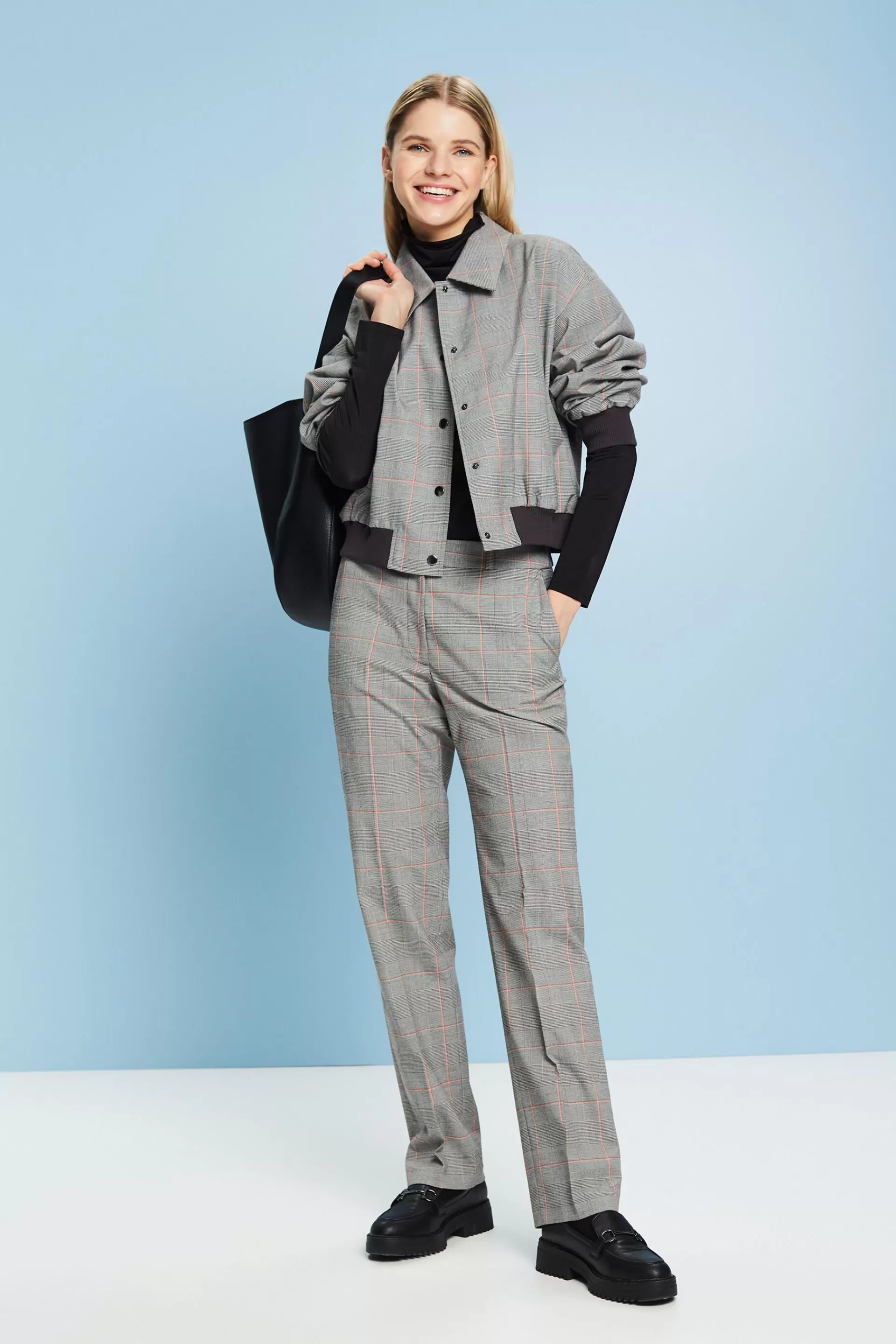 Karierte Bomberjacke in Cropped-Länge-ESPRIT New
