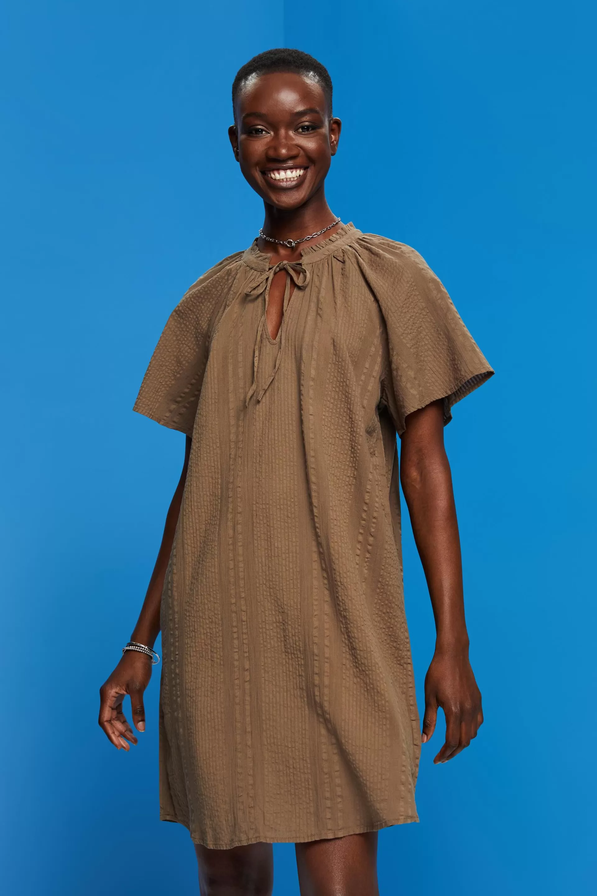 Kleid aus strukturierter Baumwolle-ESPRIT Shop
