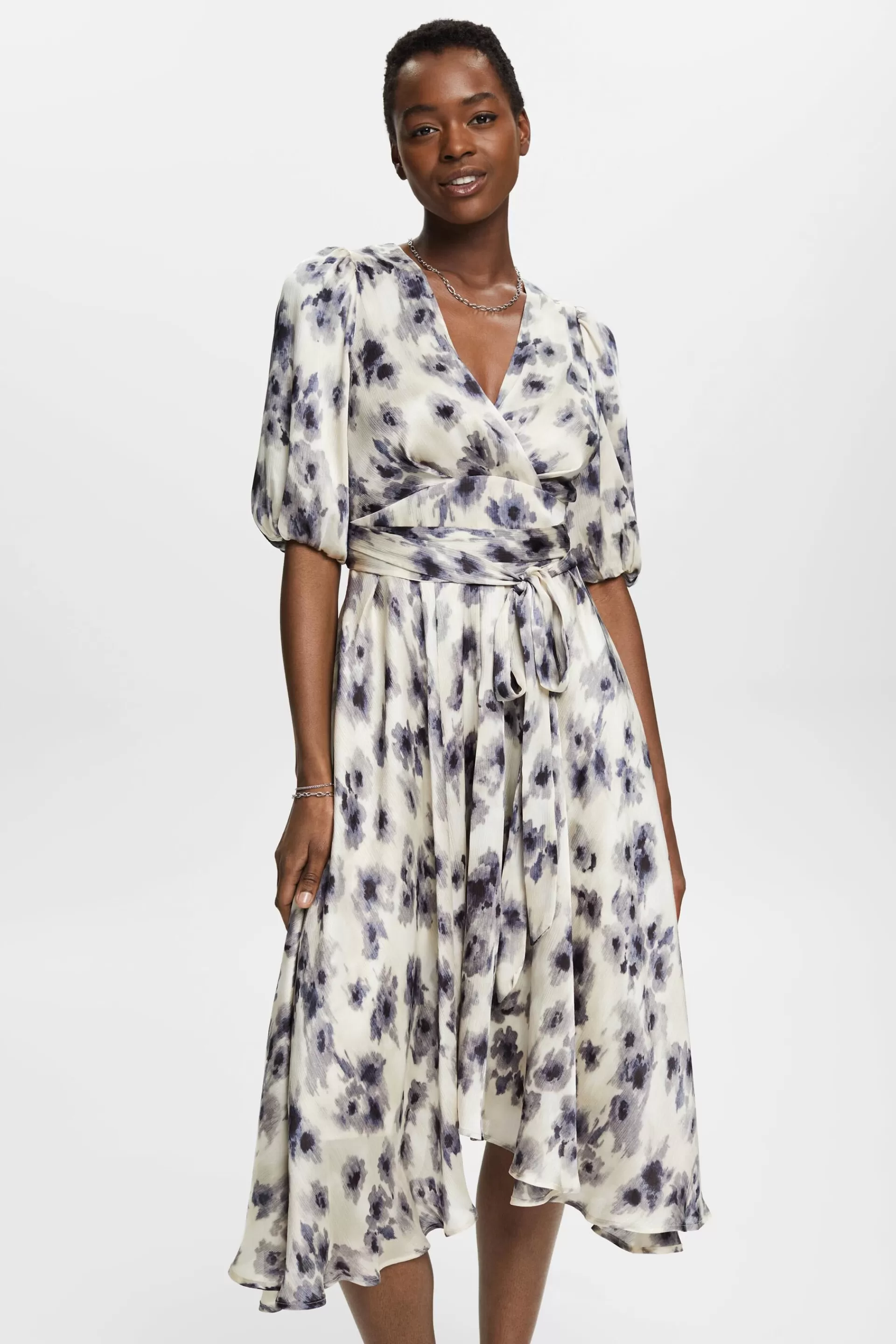 Kleid mit Puffärmeln und Blumen-Print-ESPRIT Clearance