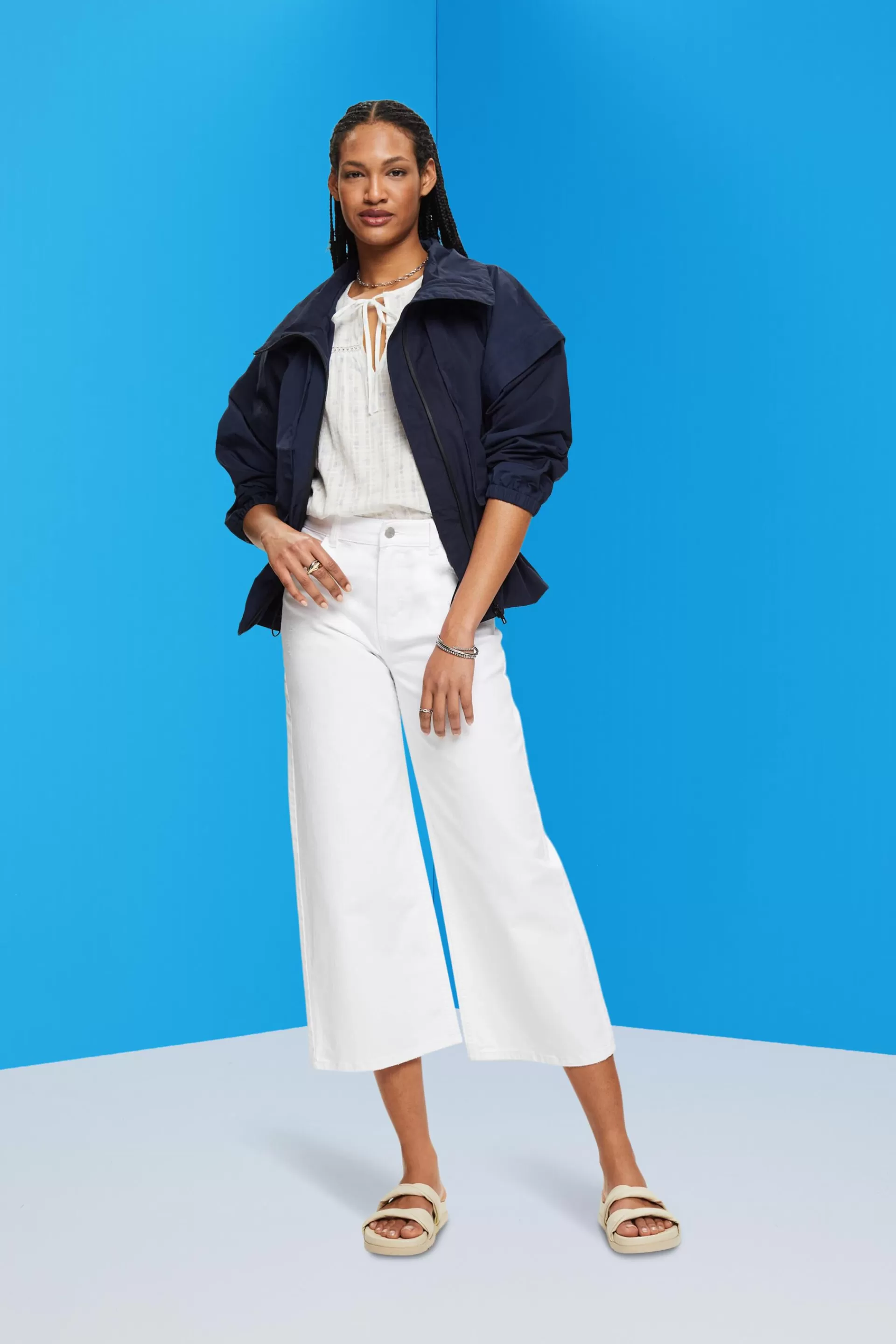 Kurzärmelige Baumwollbluse mit Allover-Dessin-ESPRIT Cheap