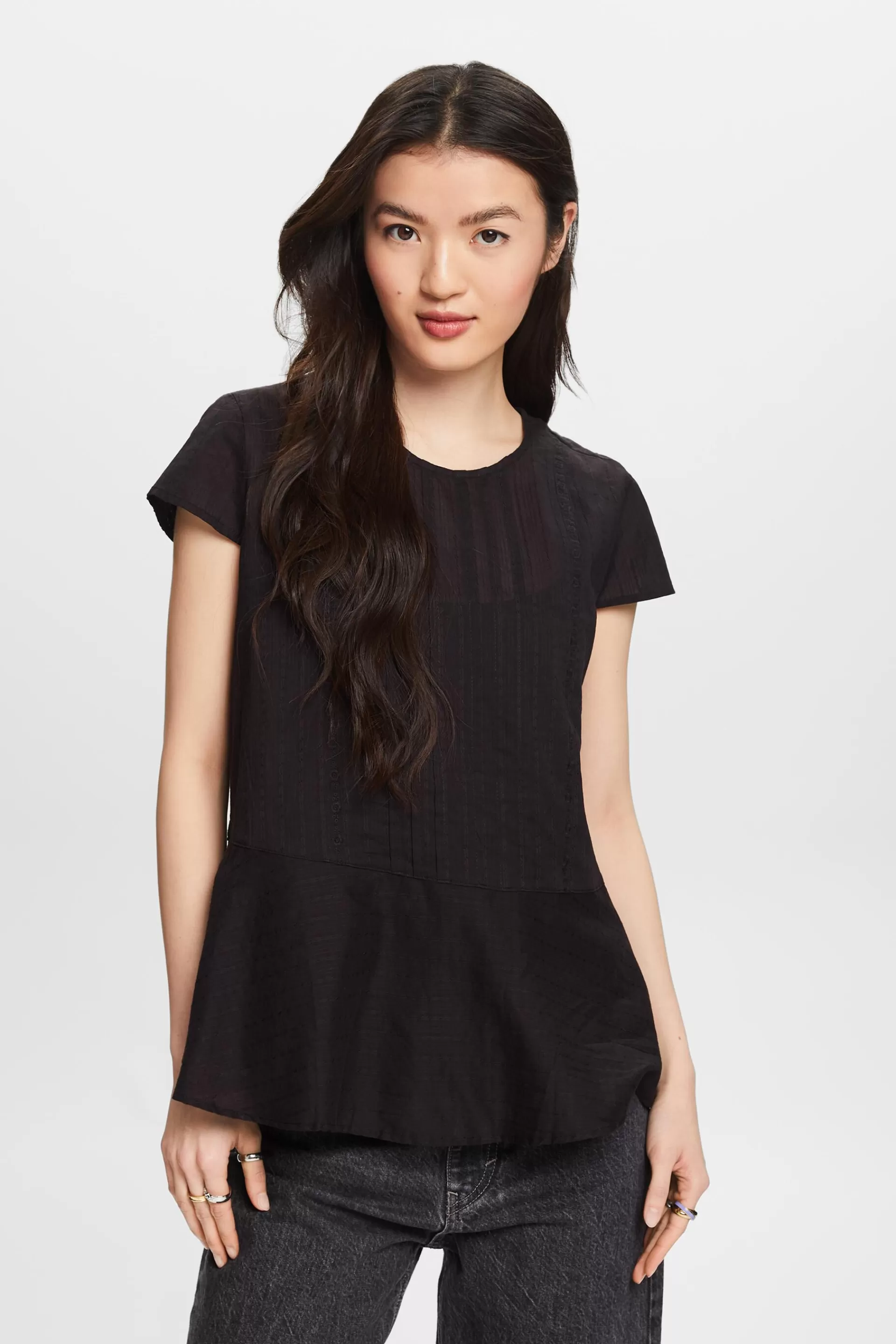 Kurzärmelige Bluse mit Stickmuster-ESPRIT Hot