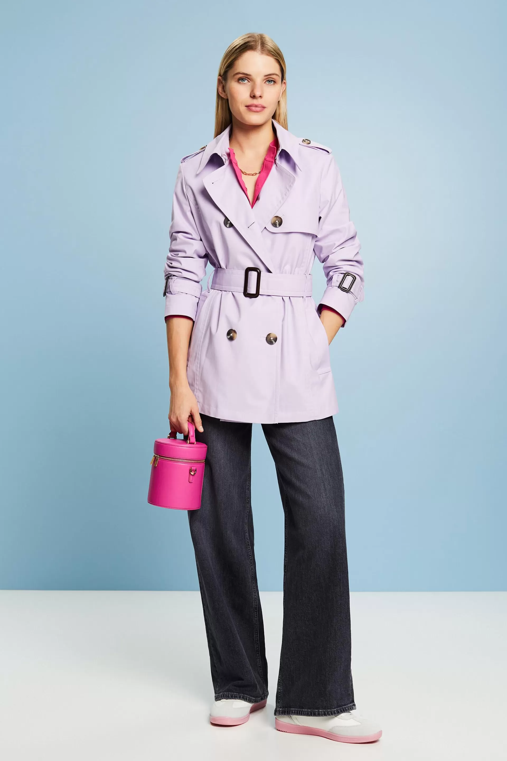 Kurzer zweireihiger Trenchcoat-ESPRIT New