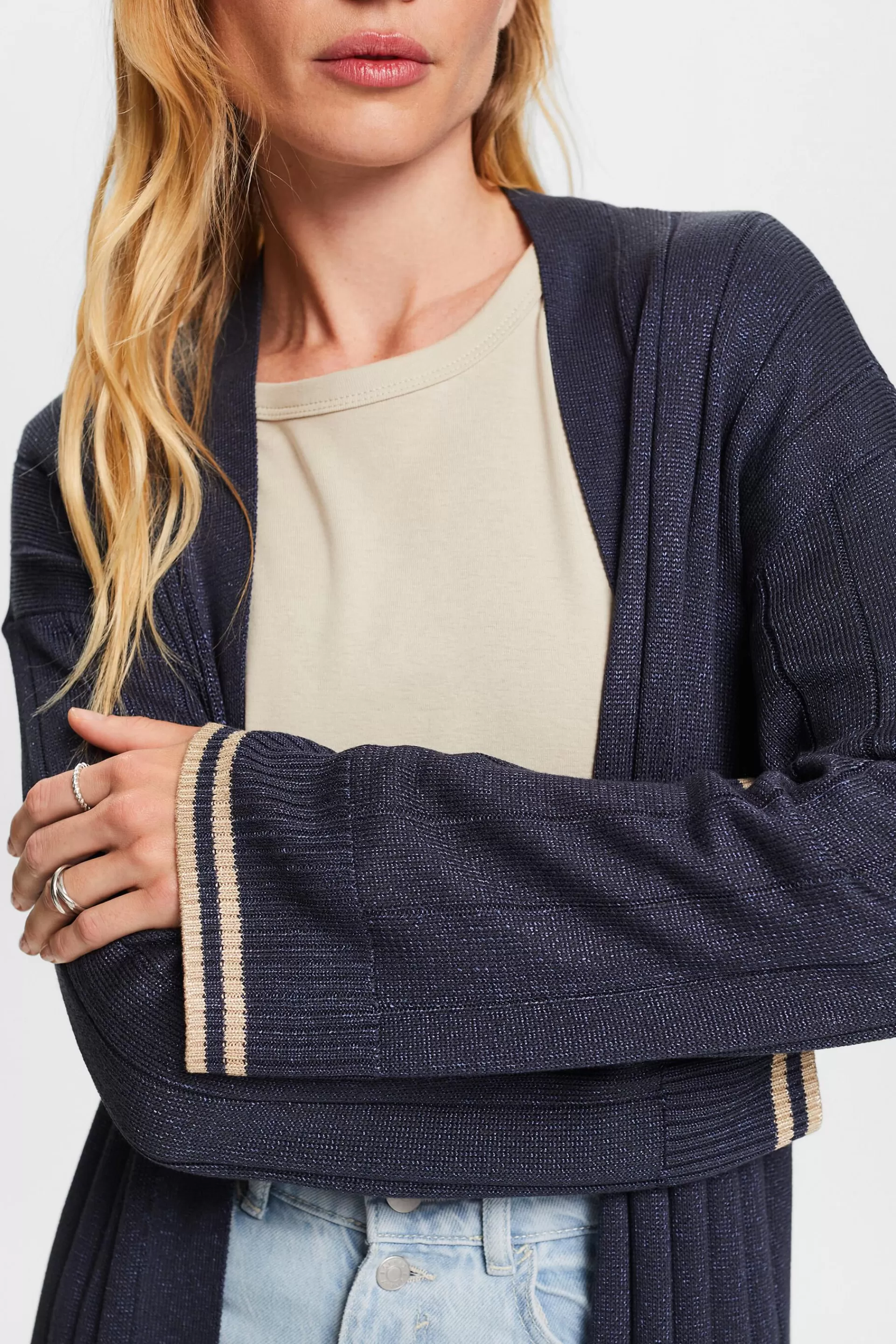 Langer Cardigan mit Glitzereffekt-ESPRIT New