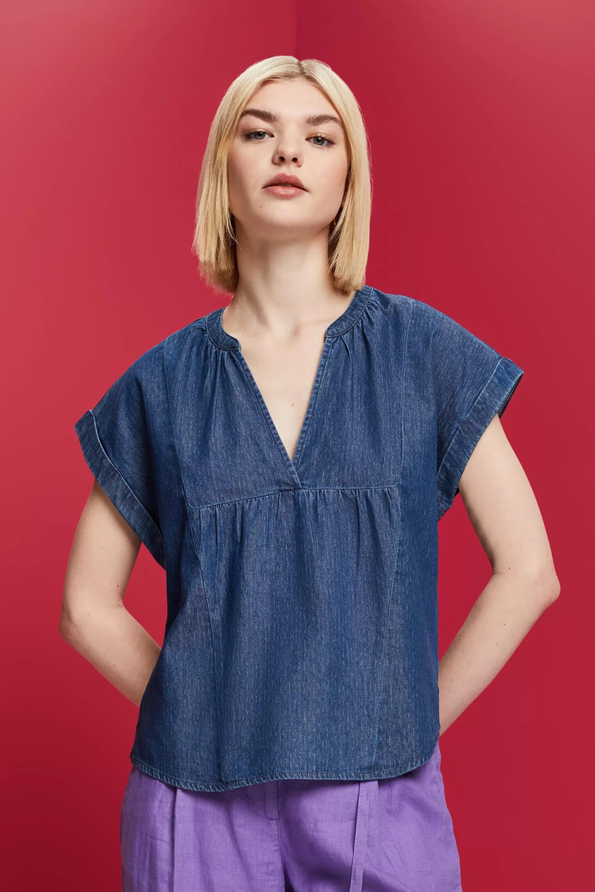 Leichte Jeansbluse, 100 % Baumwolle-ESPRIT Cheap