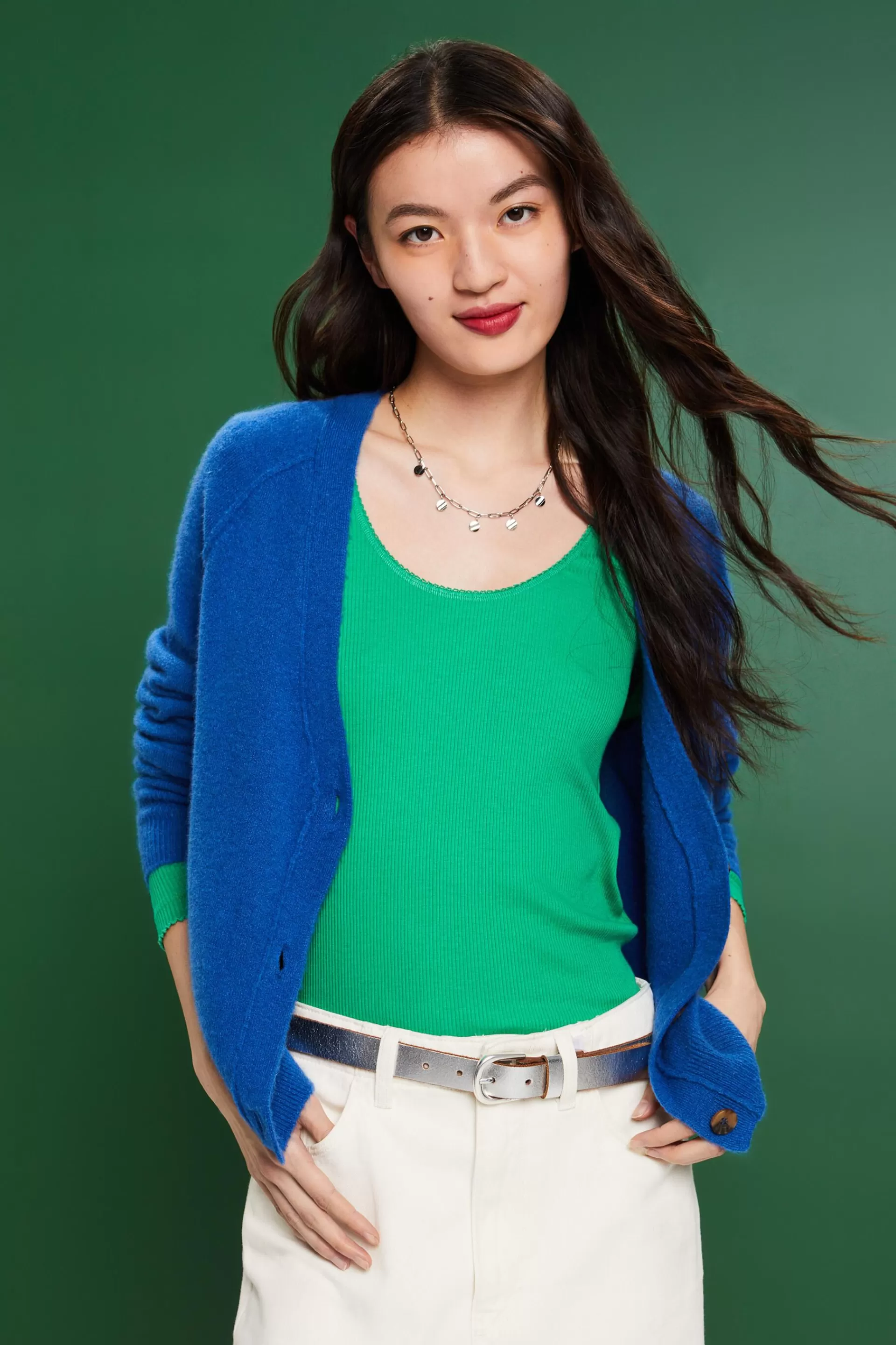 Longsleeve aus Rippstrickjersey-ESPRIT Shop