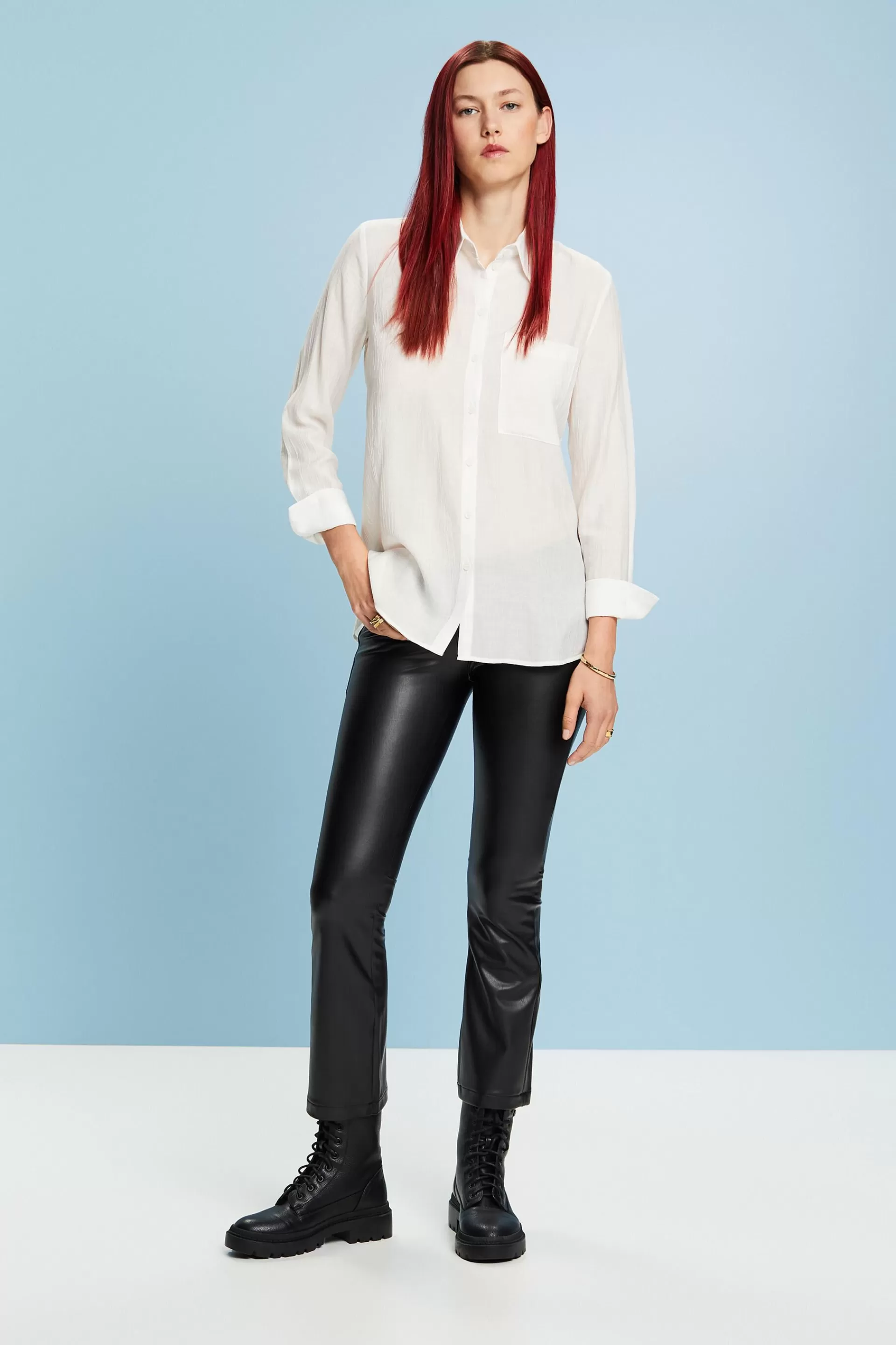 Longsleeve in Crinkle-Optik-ESPRIT Hot