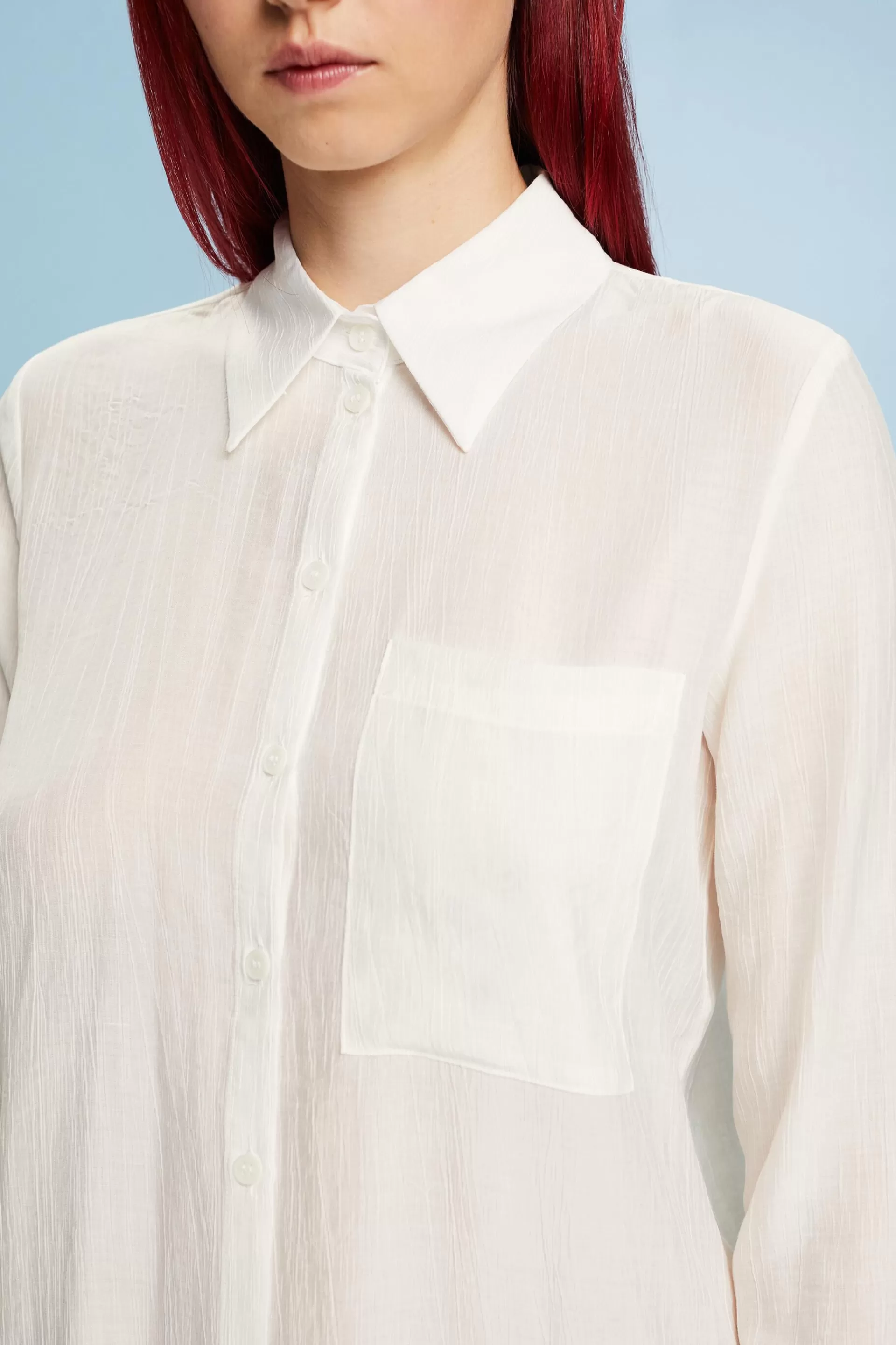 Longsleeve in Crinkle-Optik-ESPRIT Hot
