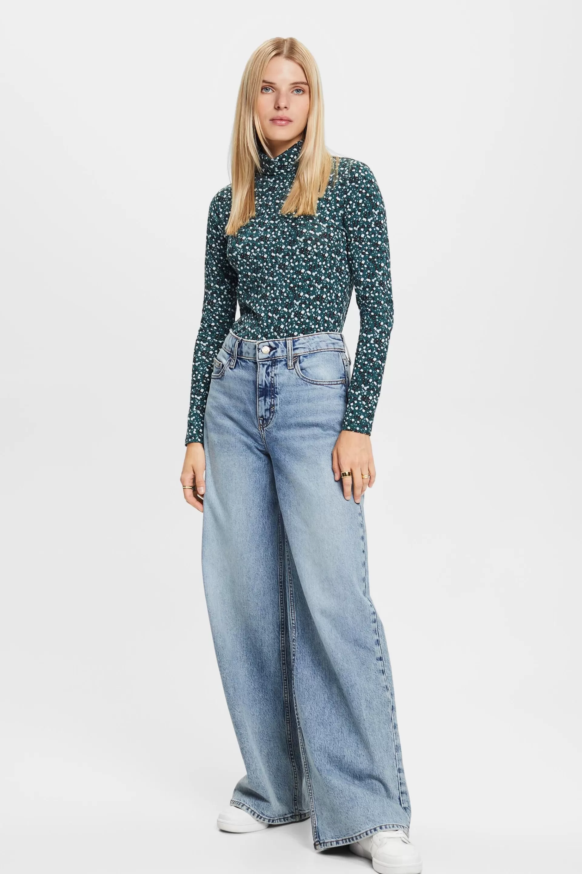 Longsleeve mit Print und Rollkragen-ESPRIT Discount
