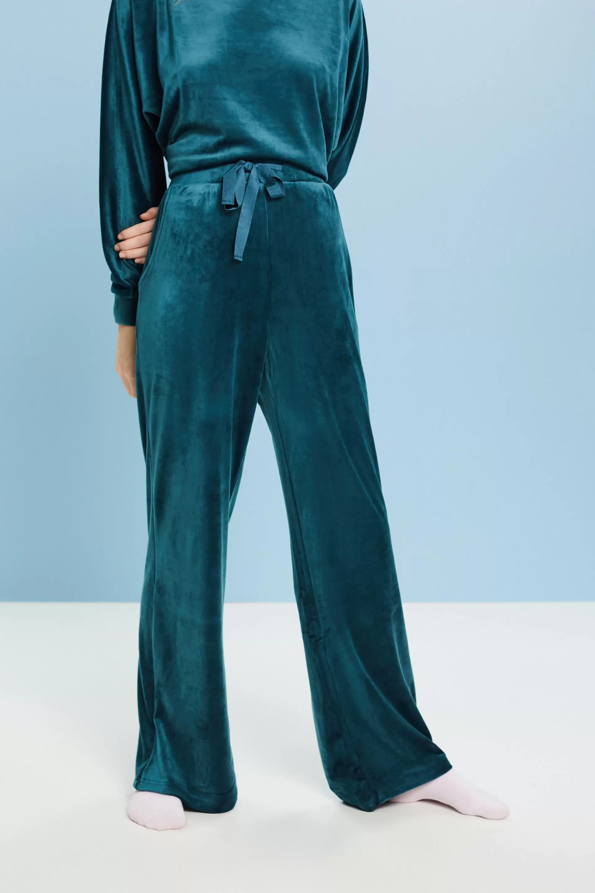 Loungewear-Hose aus Samt-ESPRIT Outlet