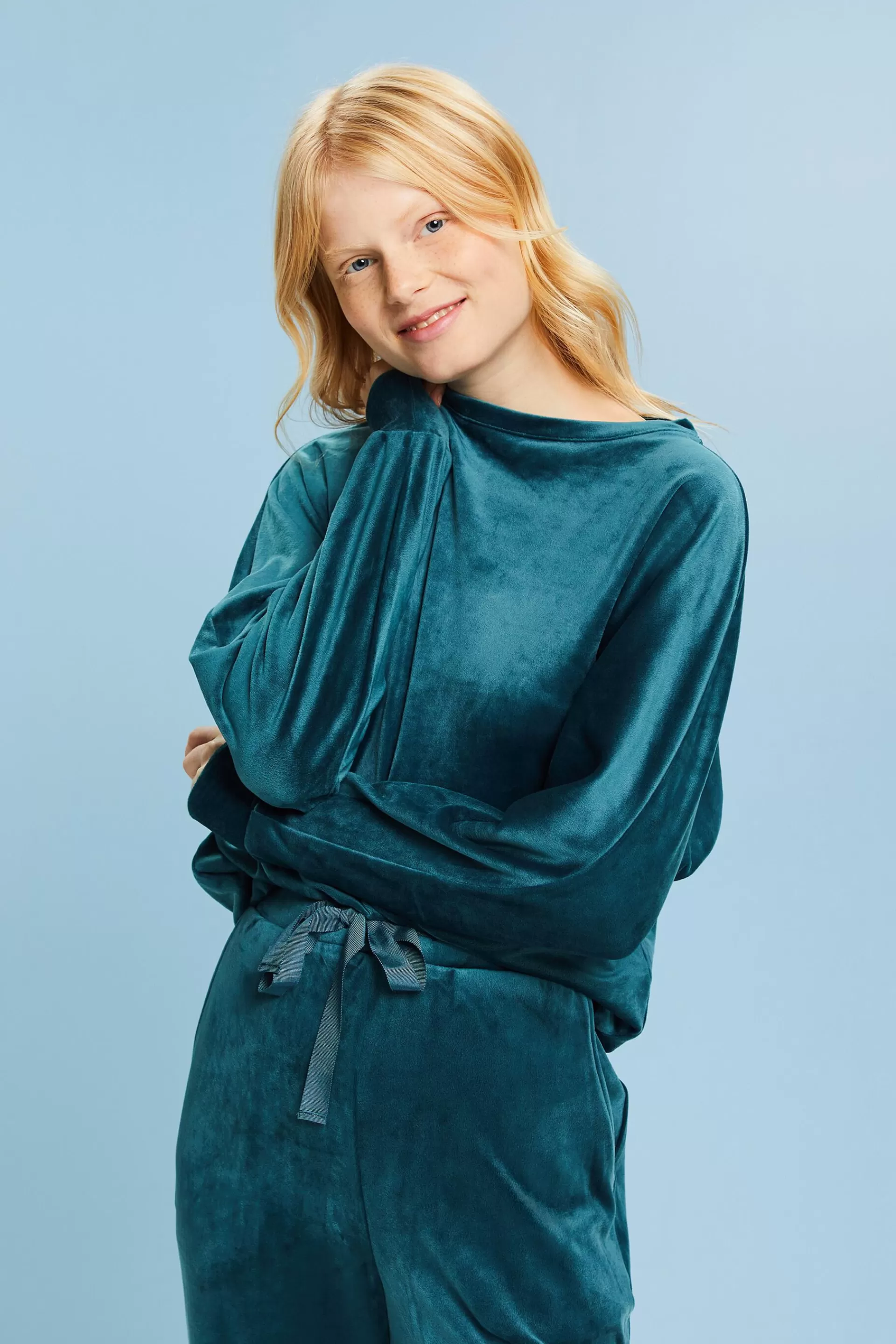 Loungewear-Sweatshirt aus Samt-ESPRIT Online