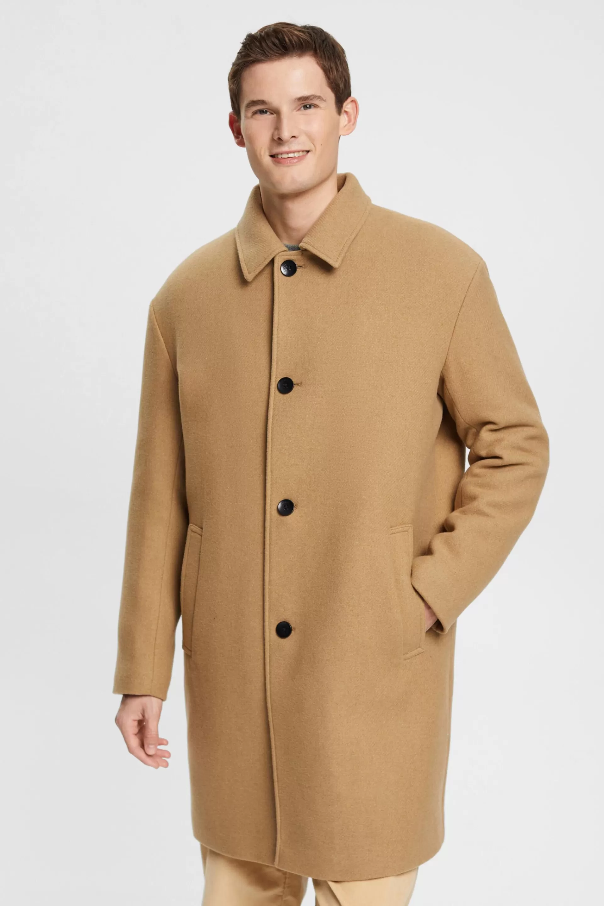 Mantel aus Wollmix mit Steppfutter-ESPRIT Online