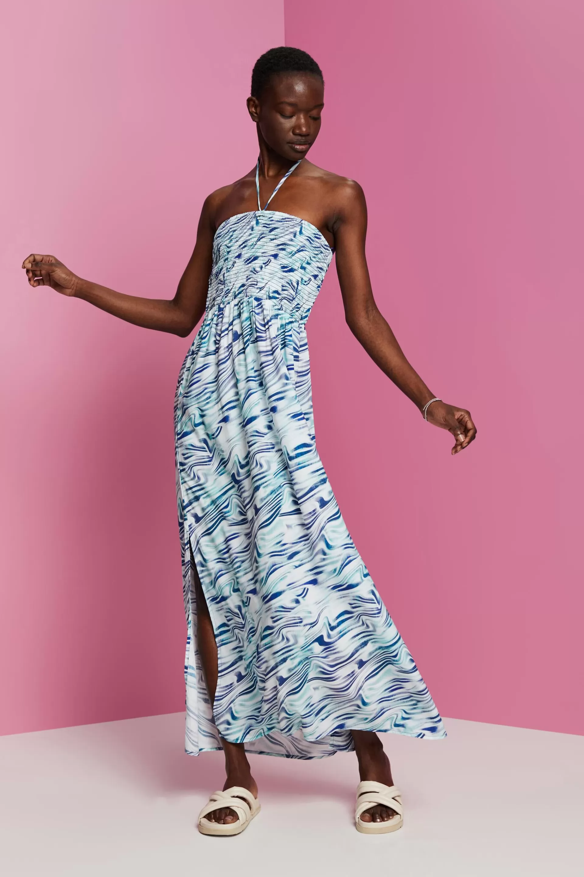 Maxi-Strand-Kleid mit Print-ESPRIT Cheap