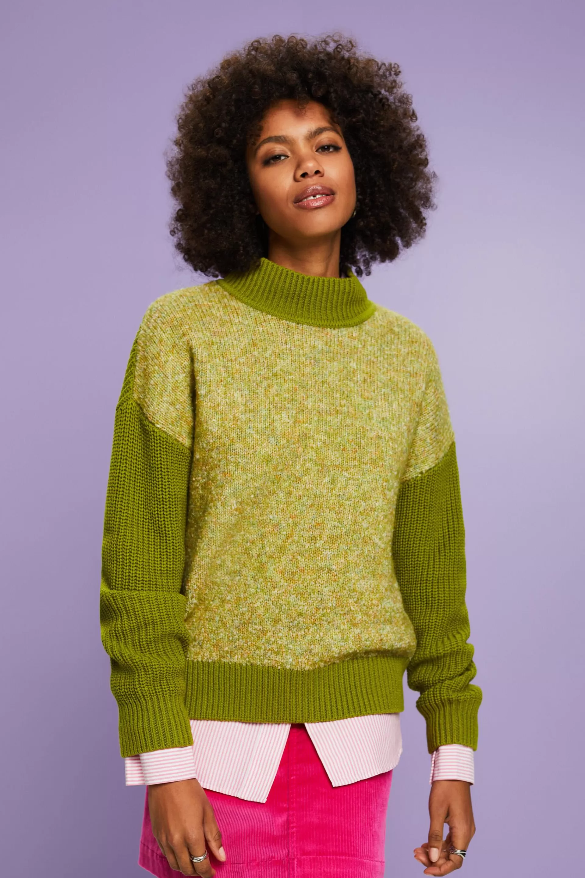 Melierter Pullover mit Stehkragen-ESPRIT Outlet
