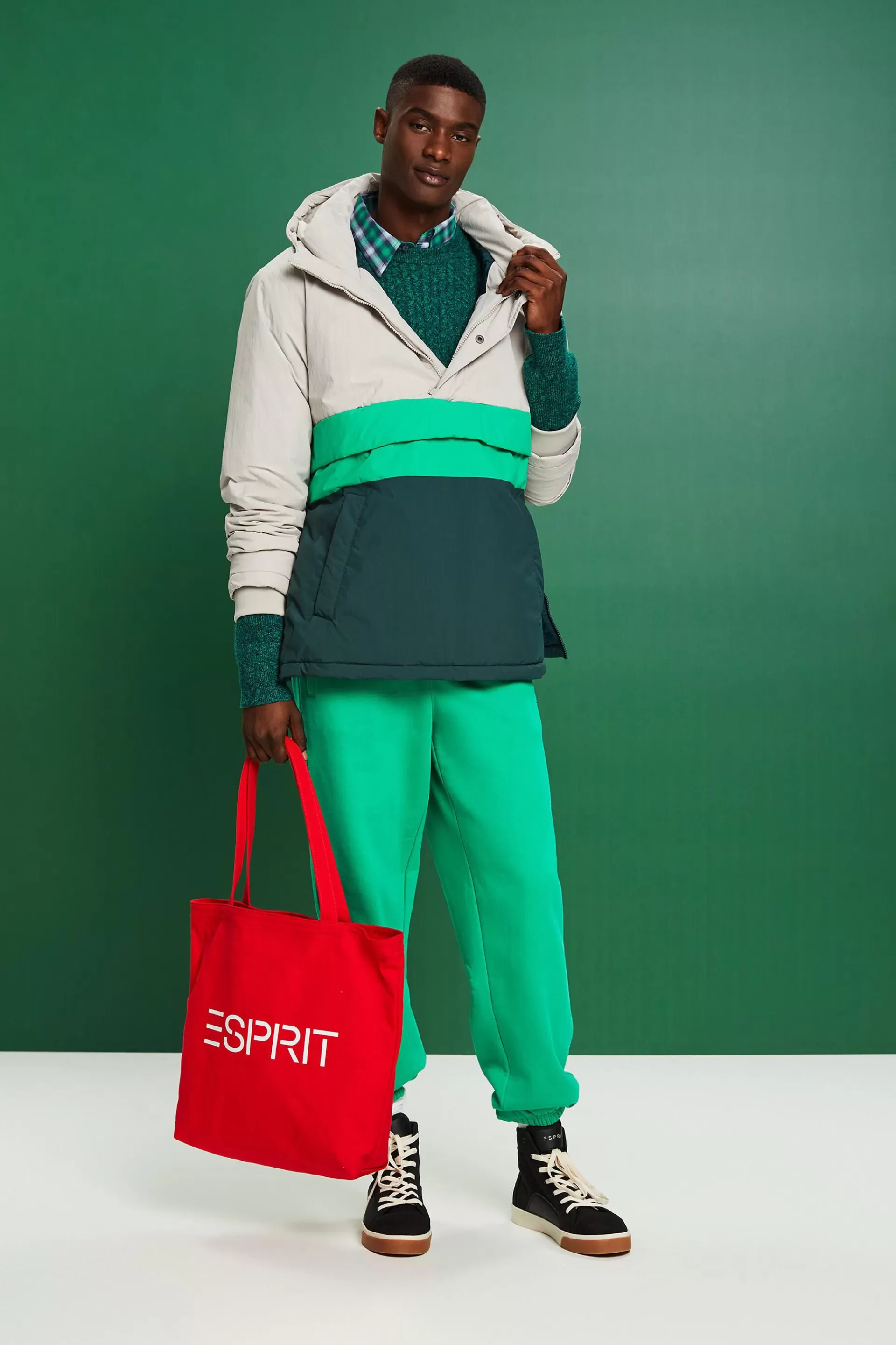 Melierter Rundhalspullover im Zopfstrick-Design-ESPRIT Hot