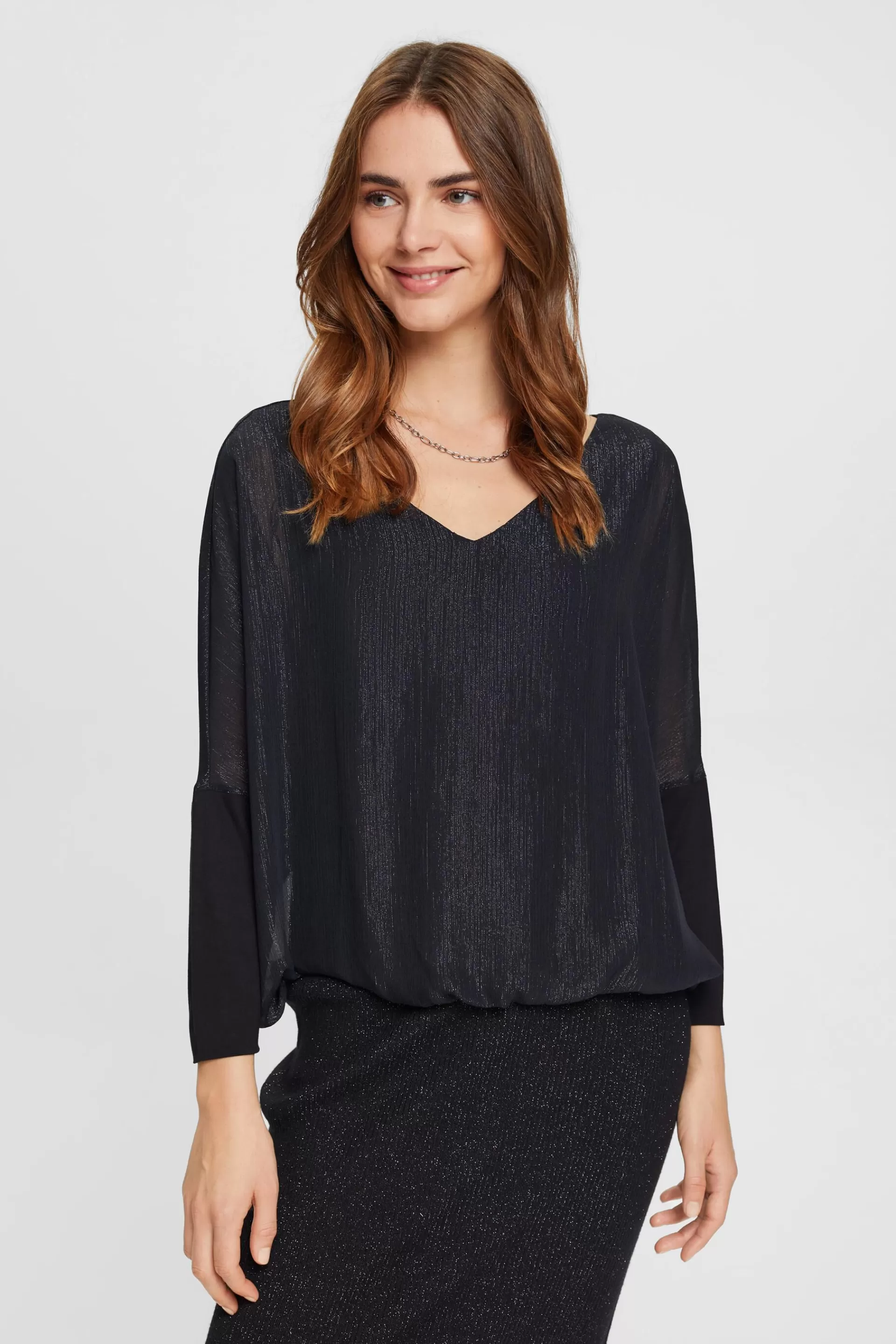Metallic-Chiffonbluse-ESPRIT Fashion