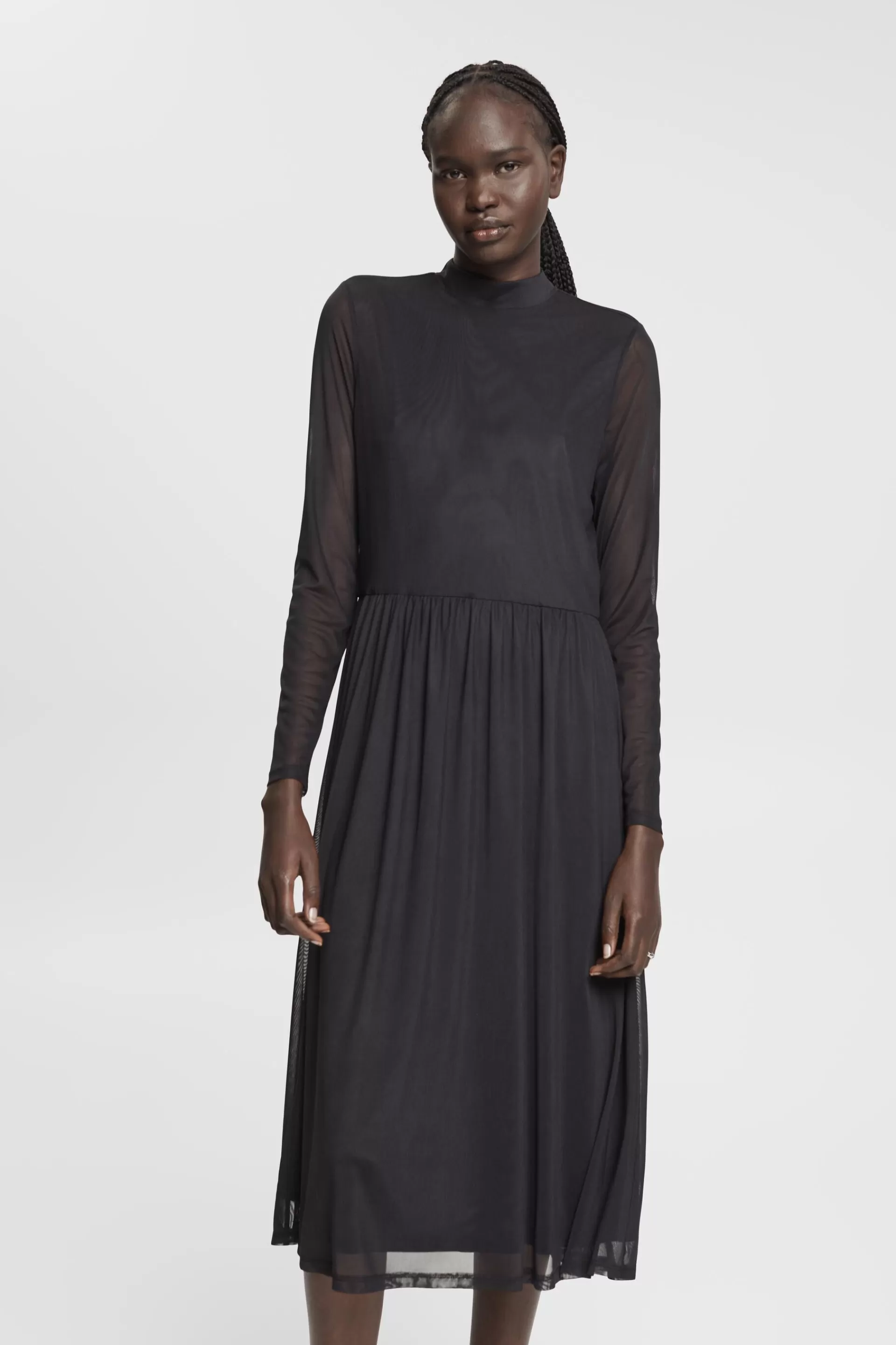 Midikleid aus Mesh-Strick-ESPRIT New