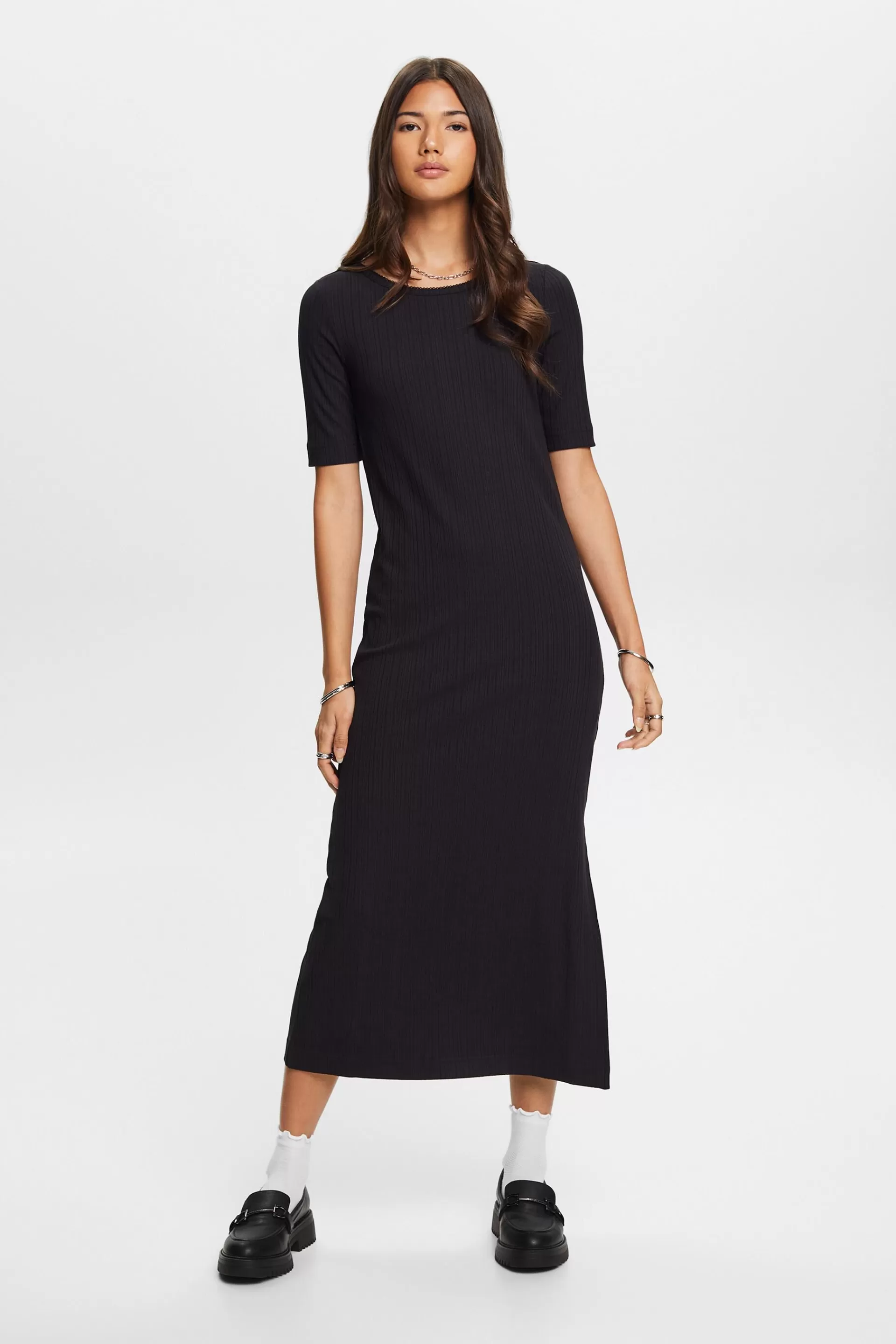 Midikleid aus Rippstrick-ESPRIT Sale