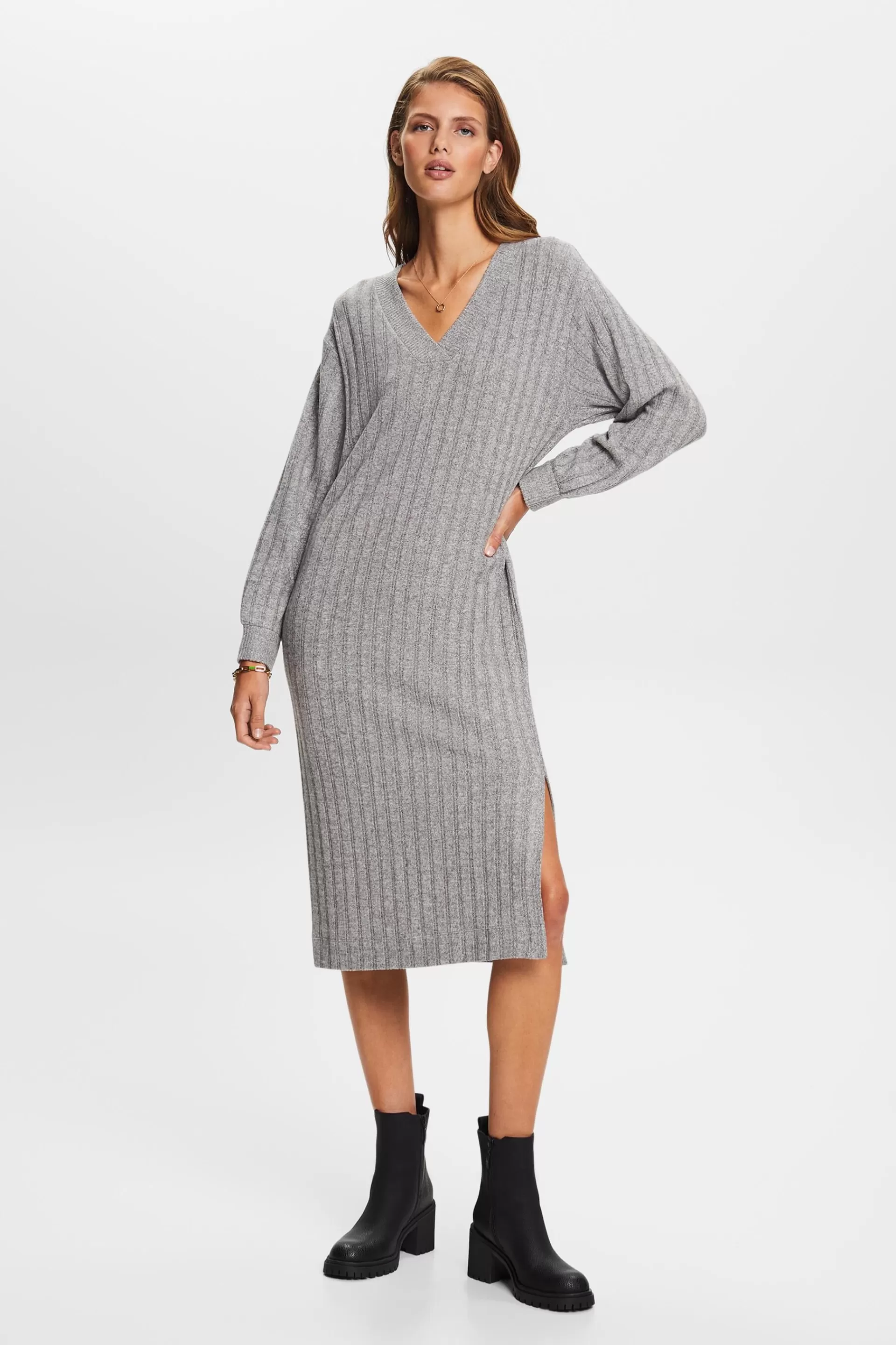 Midikleid aus weich aufgerautem Rippstrick-ESPRIT Flash Sale