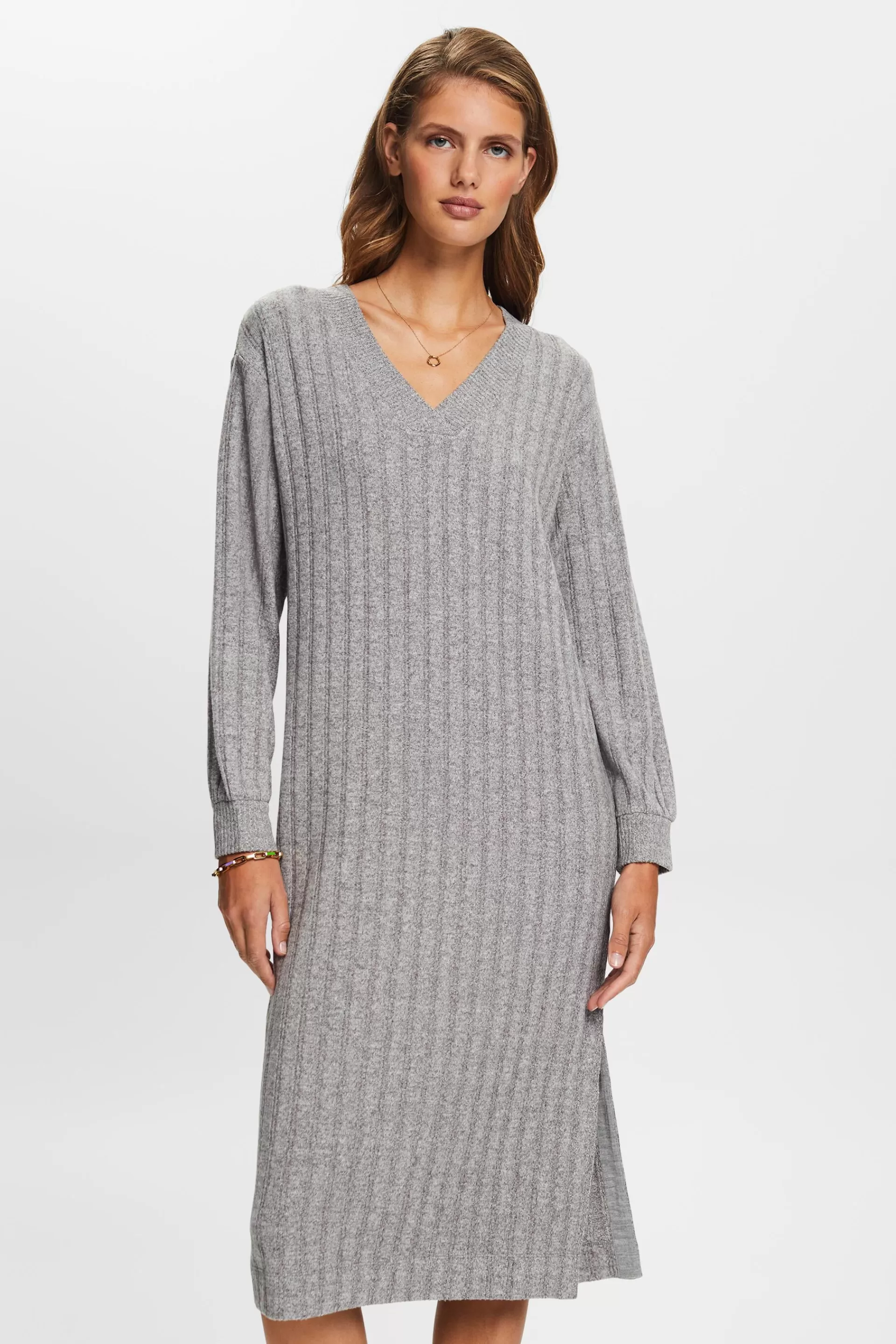 Midikleid aus weich aufgerautem Rippstrick-ESPRIT Flash Sale