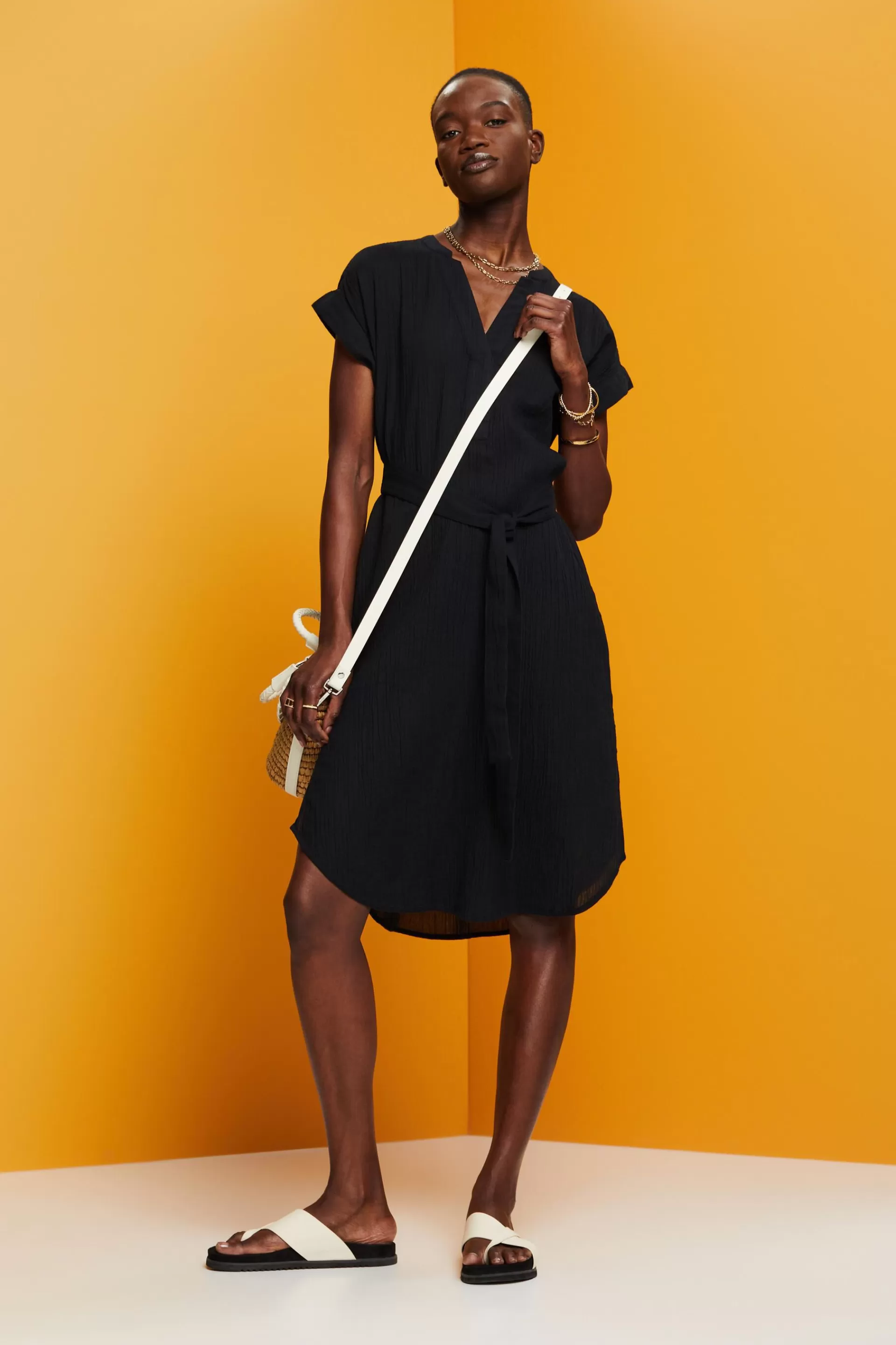 Midikleid in Knitteroptik mit Gürtel-ESPRIT Flash Sale
