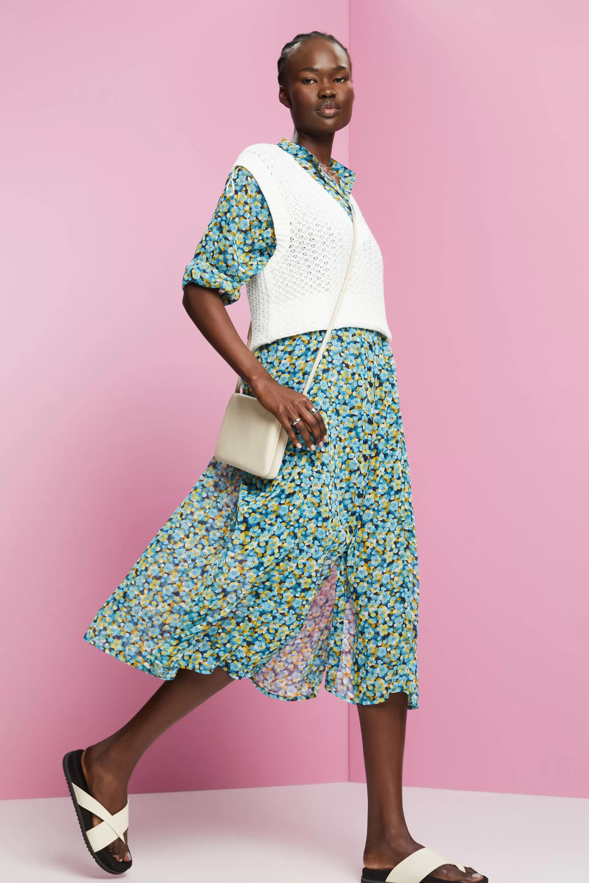 Midikleid mit Allover-Muster-ESPRIT Best Sale