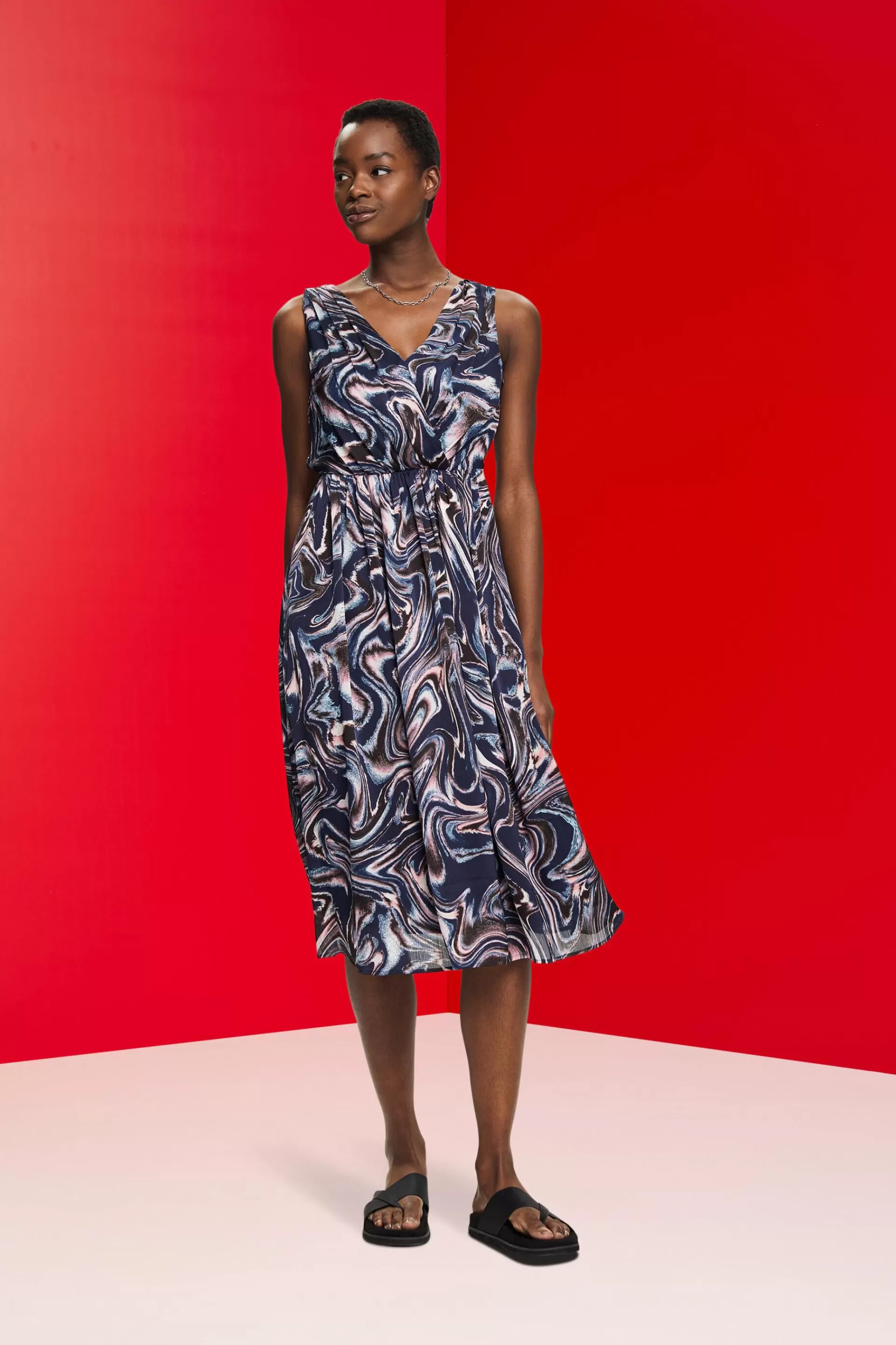 Midikleid mit Allover-Print-ESPRIT Cheap