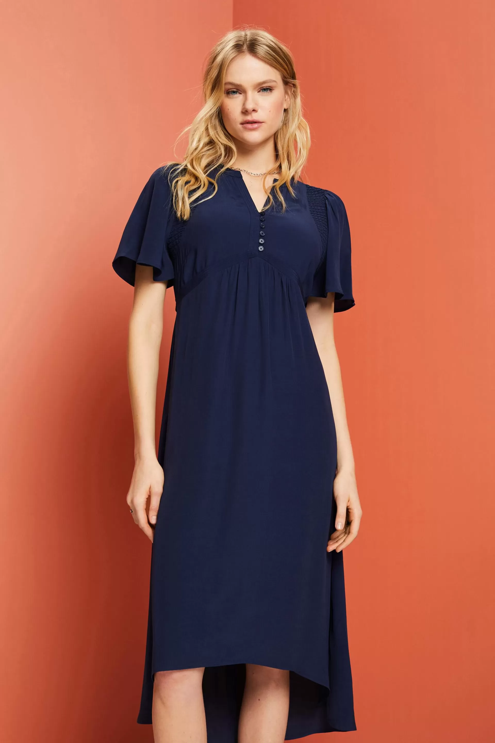 Midikleid mit fixiertem Bindegürtel-ESPRIT Discount