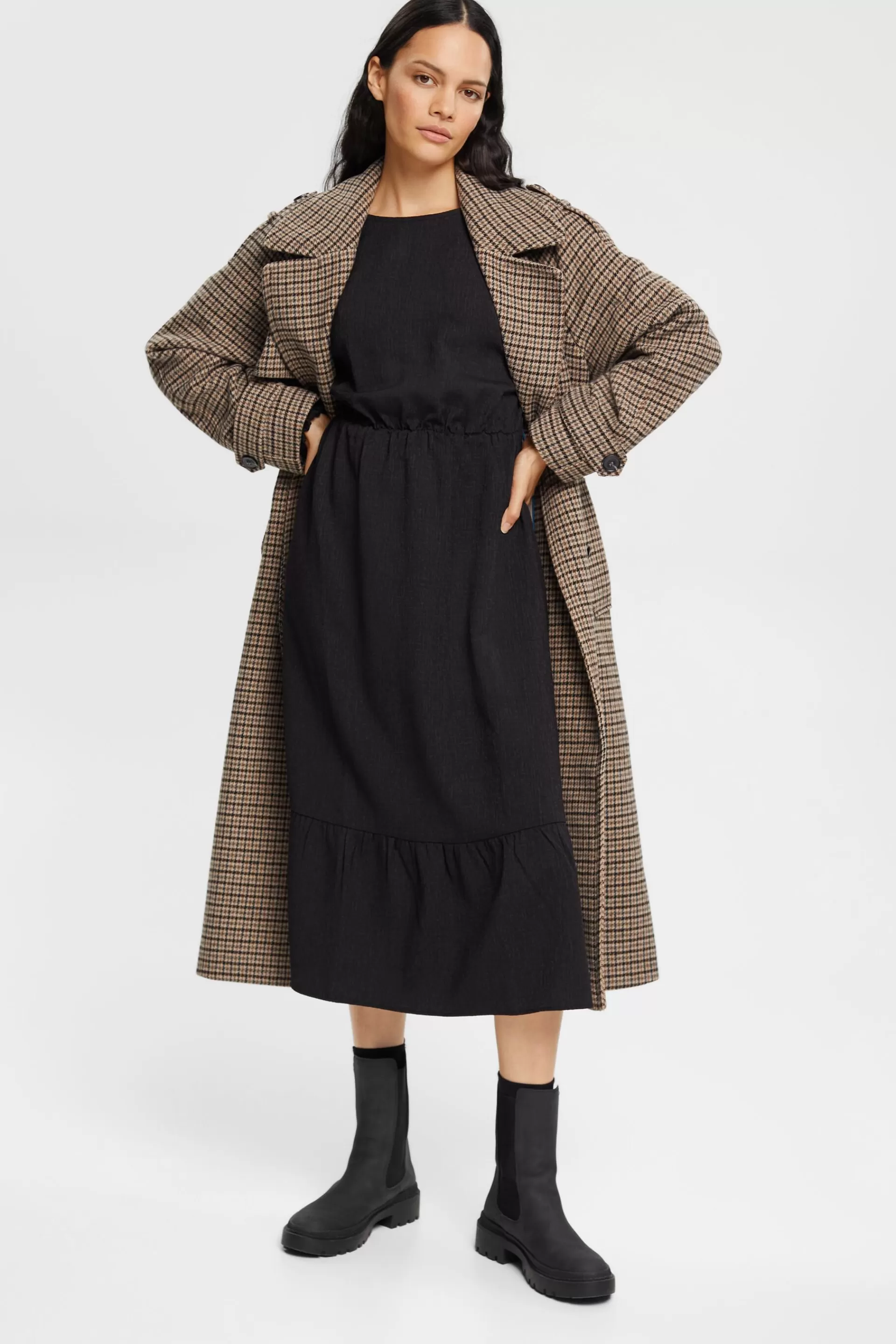 Midikleid mit Volants, LENZING™ ECOVERO™-ESPRIT Best Sale