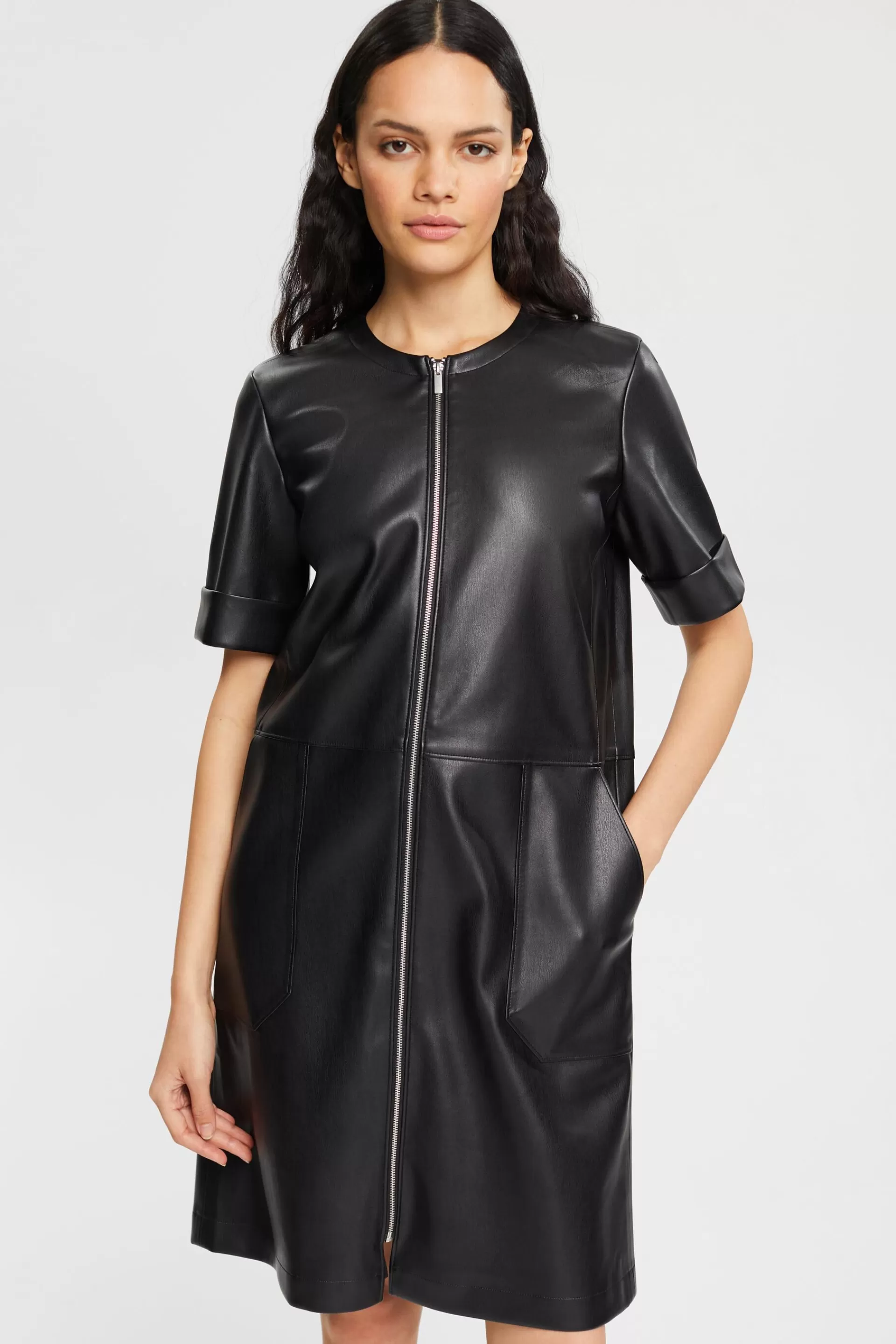 Minikleid aus Kunstleder-ESPRIT Clearance