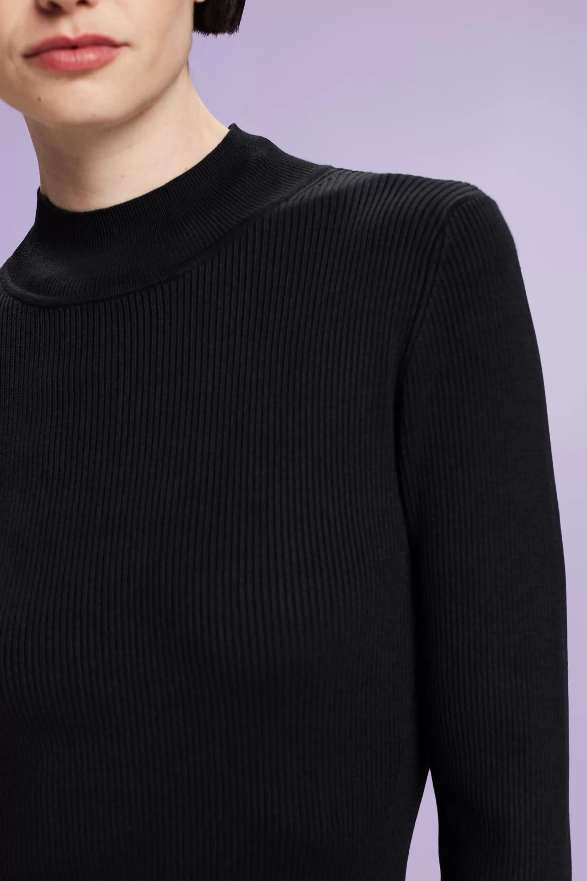 Minikleid aus Rippstrick mit Stehkragen-ESPRIT Discount