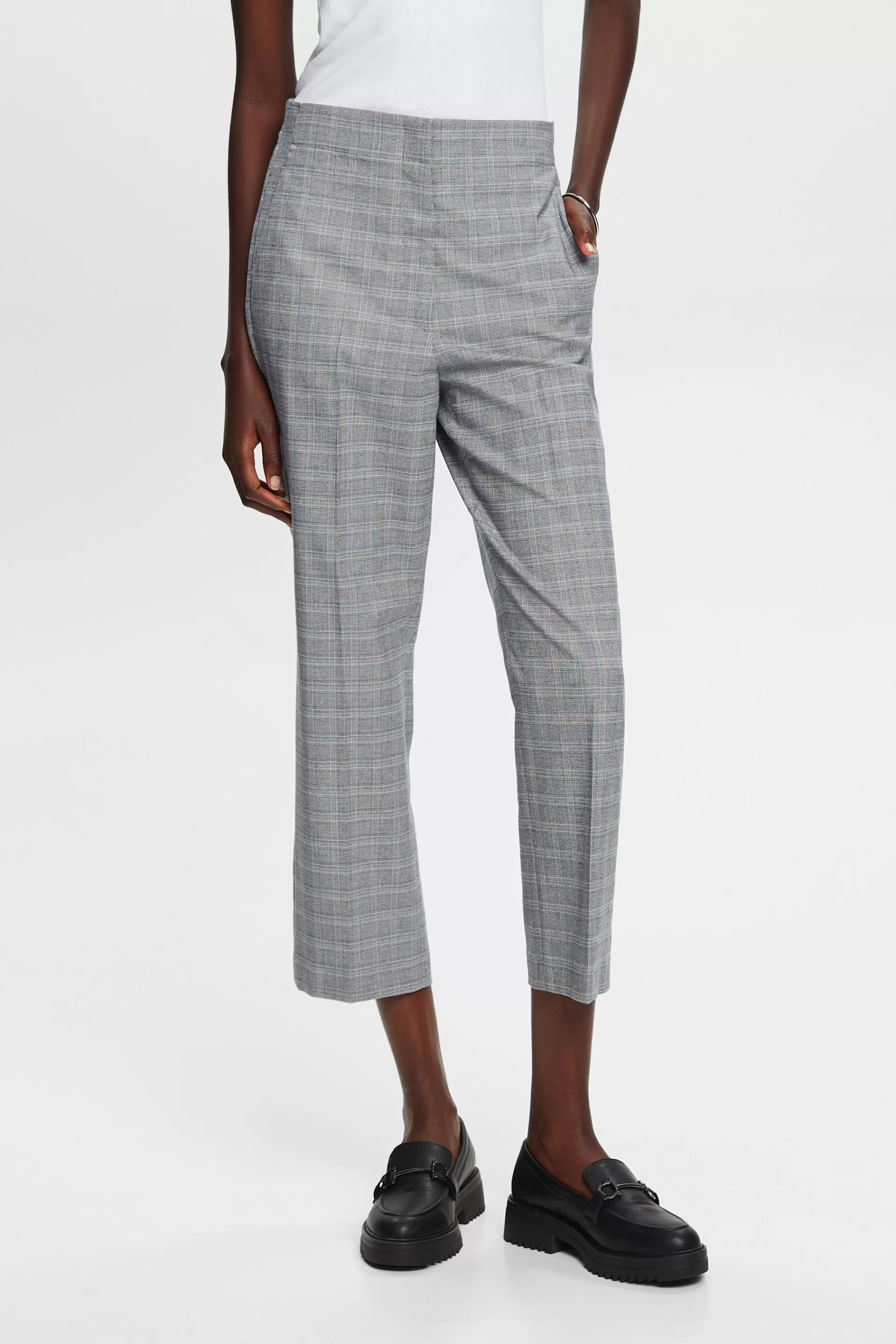 Mix & Match: Verkürzte Schlaghose mit Karomuster-ESPRIT Fashion