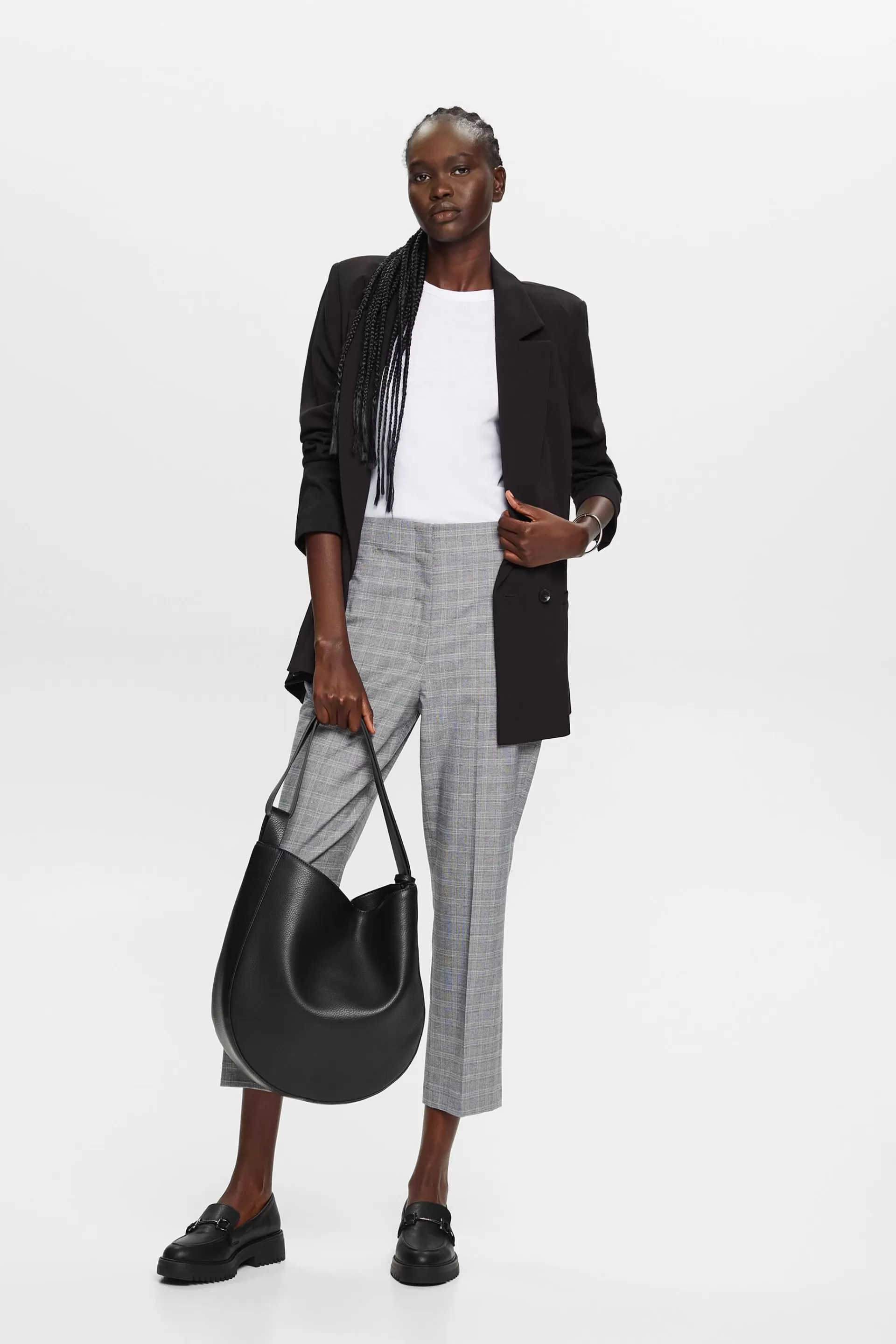 Mix & Match: Verkürzte Schlaghose mit Karomuster-ESPRIT Fashion