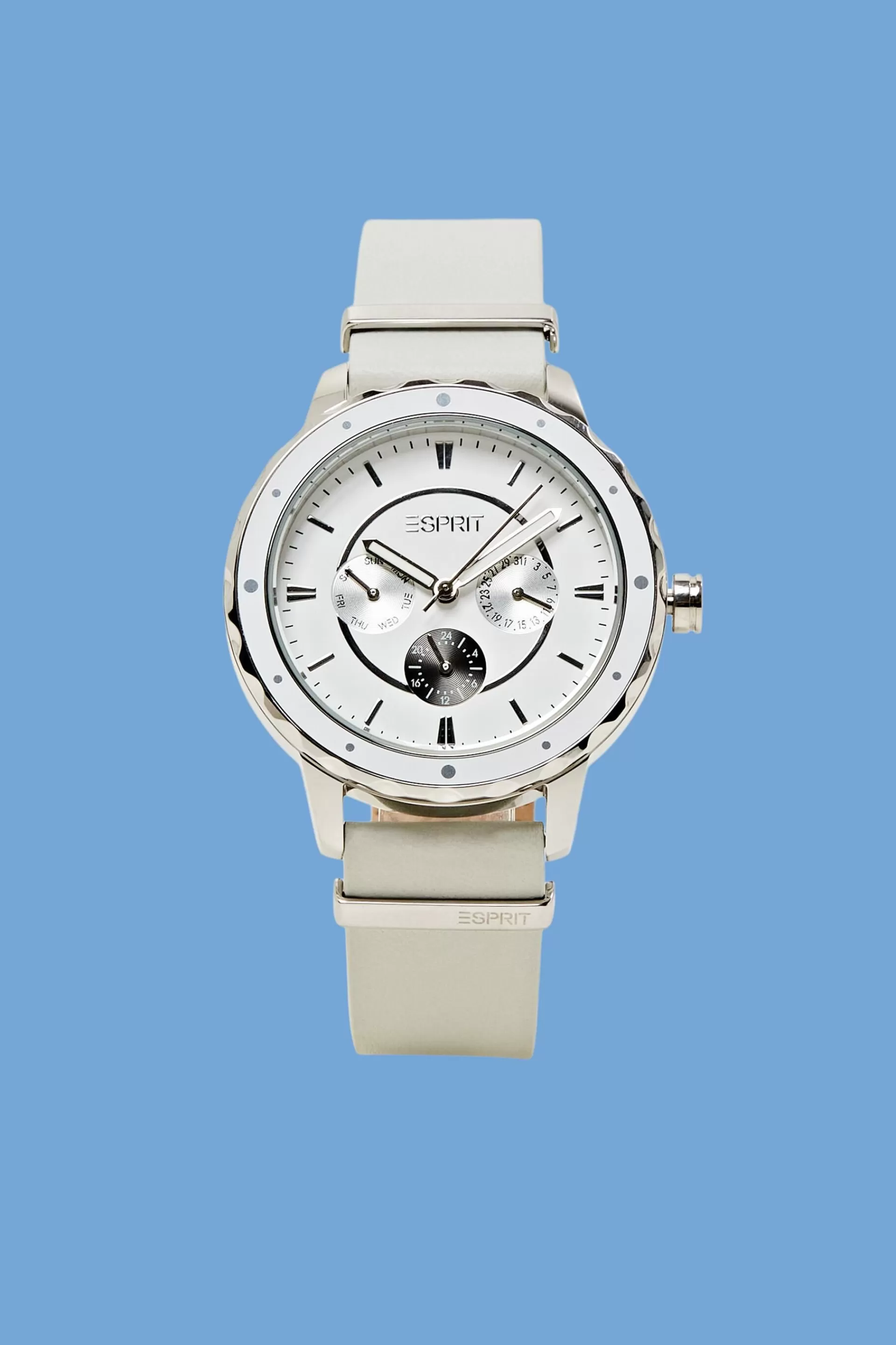 Multifunktionsuhr mit Lederarmband-ESPRIT Hot