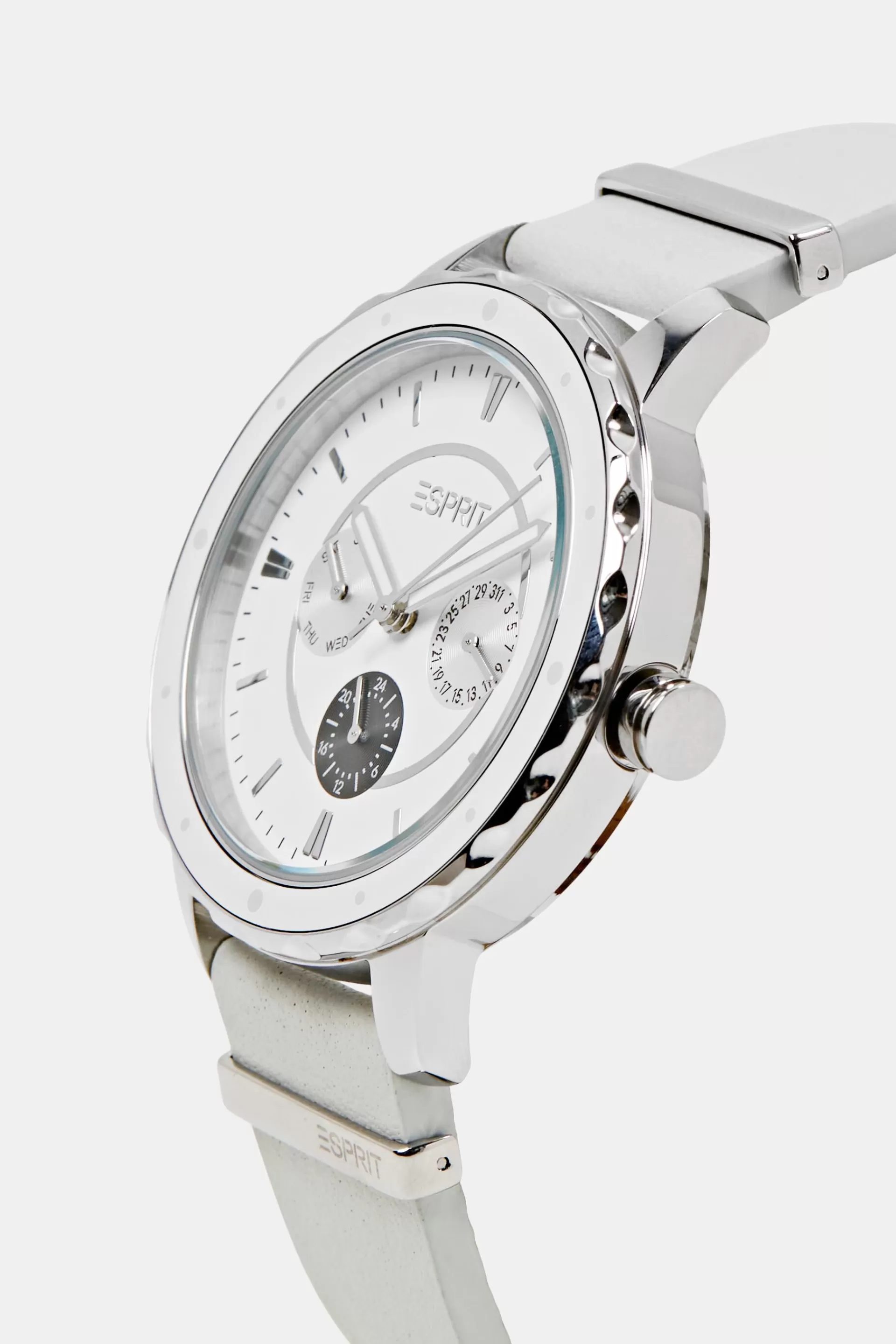 Multifunktionsuhr mit Lederarmband-ESPRIT Hot
