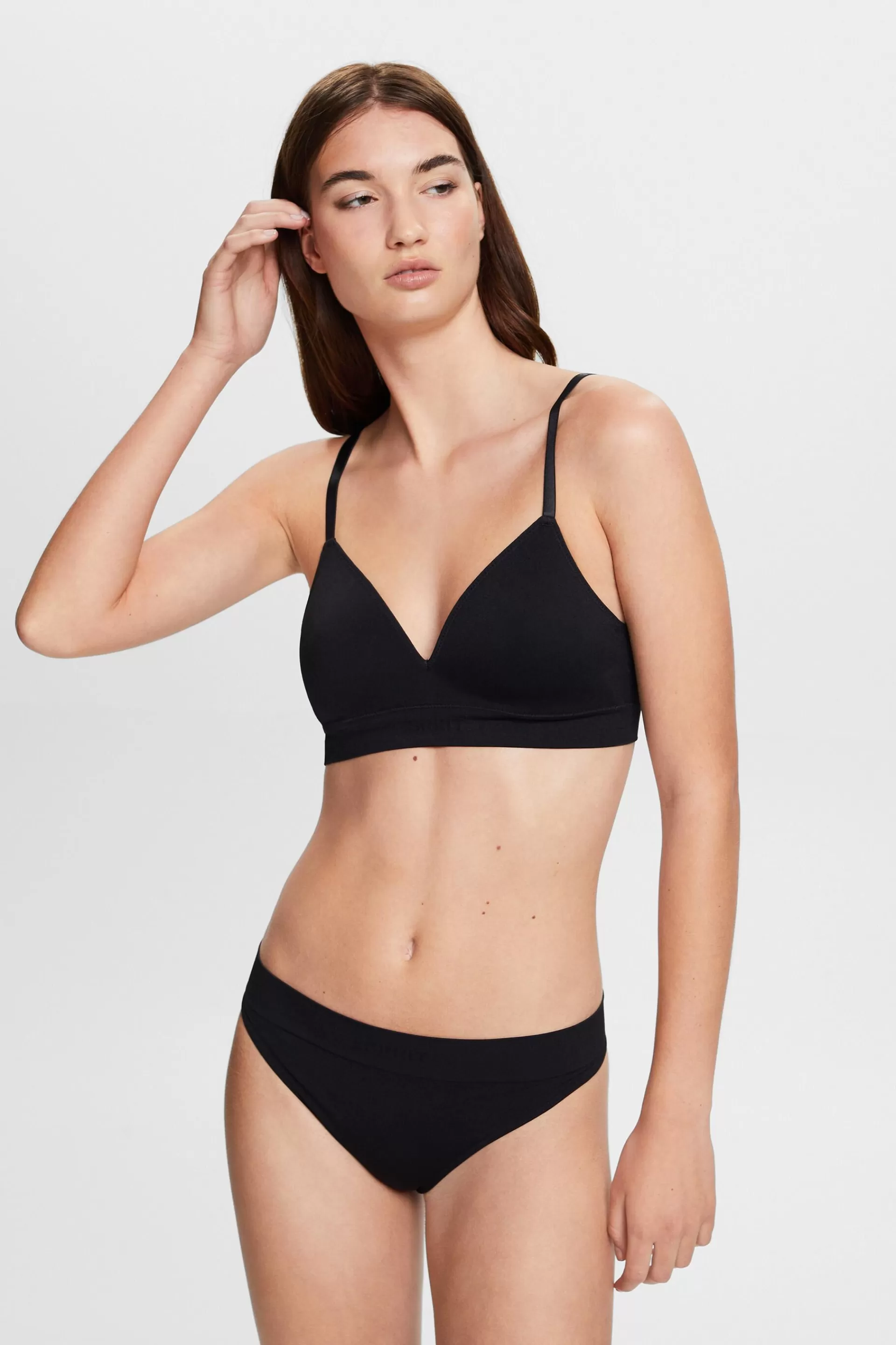 Nahtloser, wattierter Bralette mit Logo-ESPRIT Discount