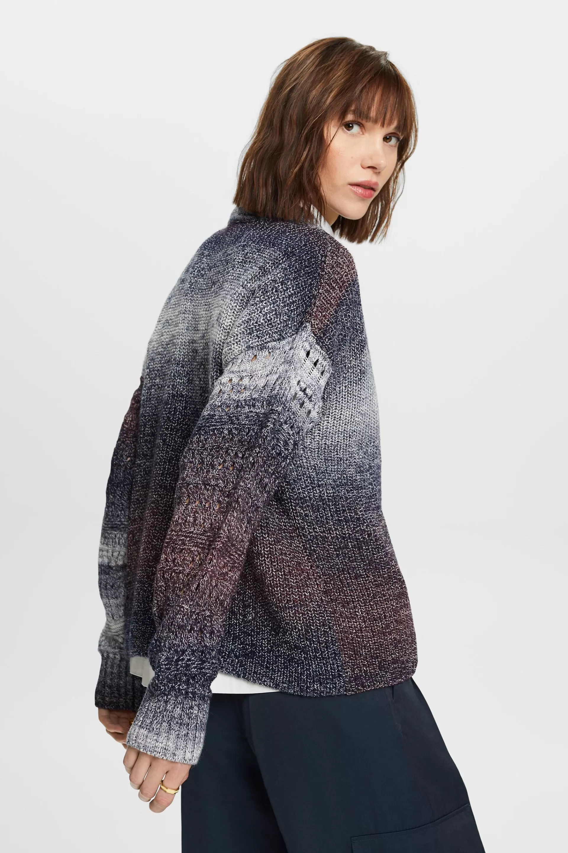 Offen gestrickter Dégradé-Pullover mit Stehkragen-ESPRIT Outlet