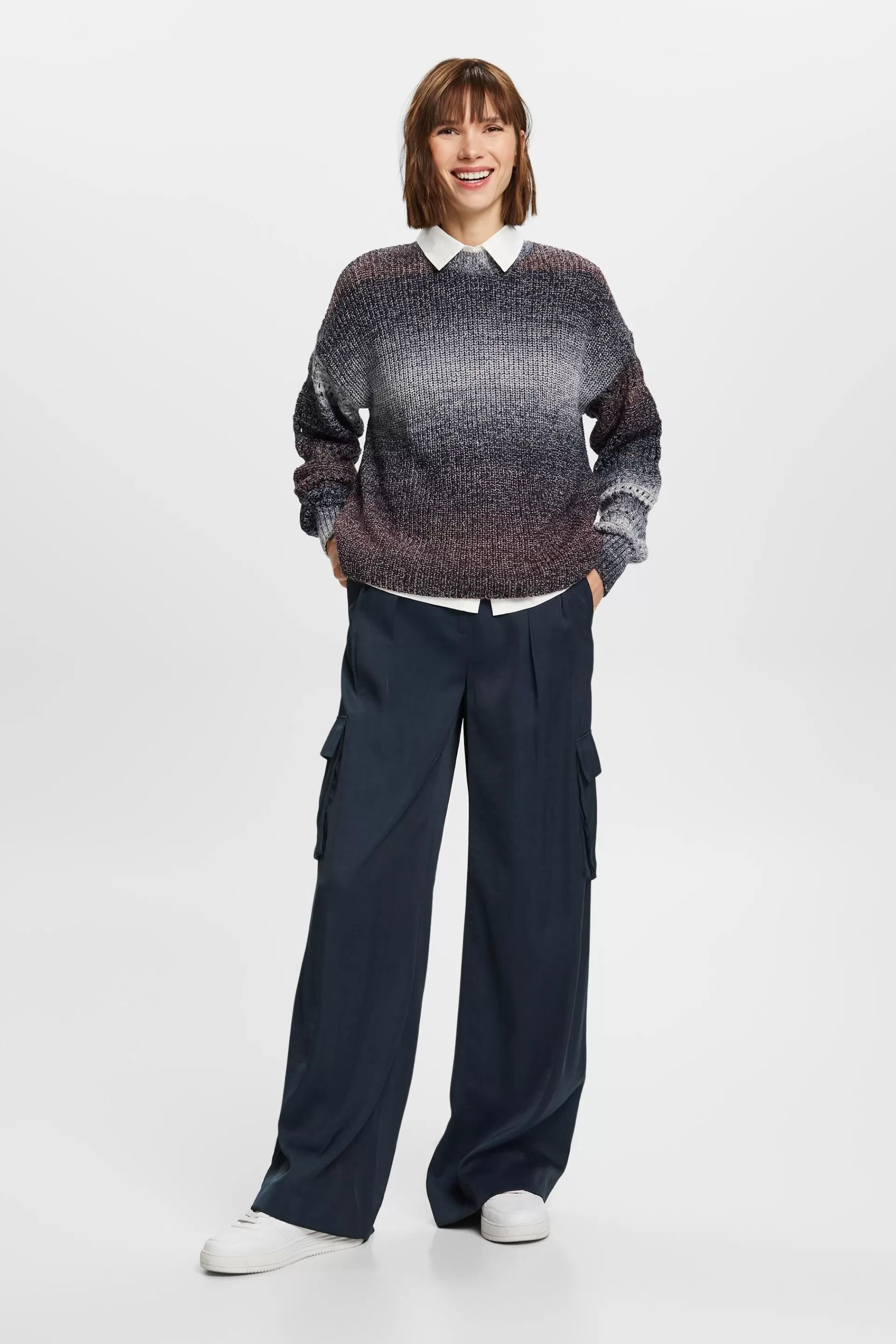 Offen gestrickter Dégradé-Pullover mit Stehkragen-ESPRIT Outlet