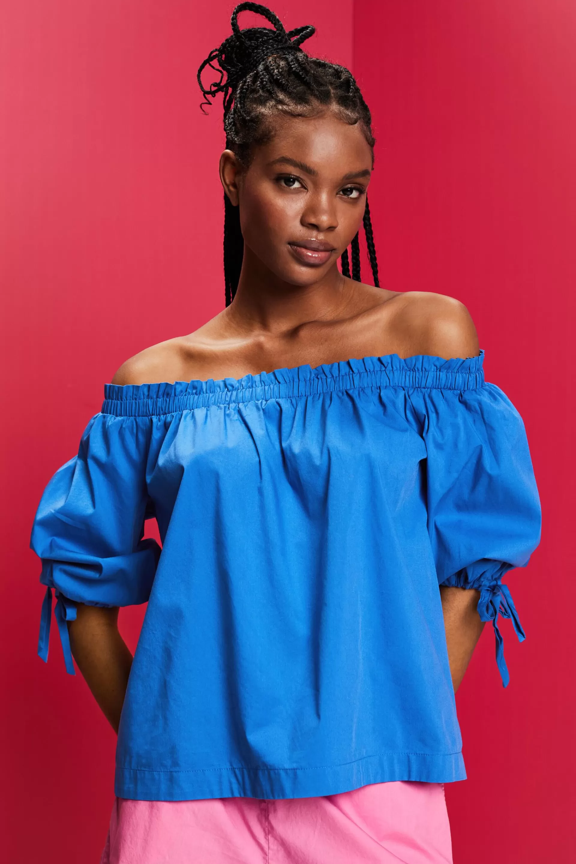 Off-Shoulder-Bluse aus Popeline-ESPRIT Discount