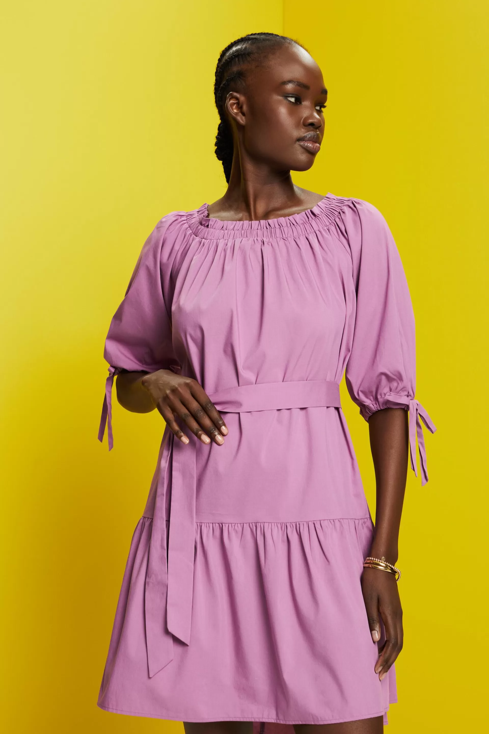 Off-Shoulder-Minikleid aus Popeline-ESPRIT Hot